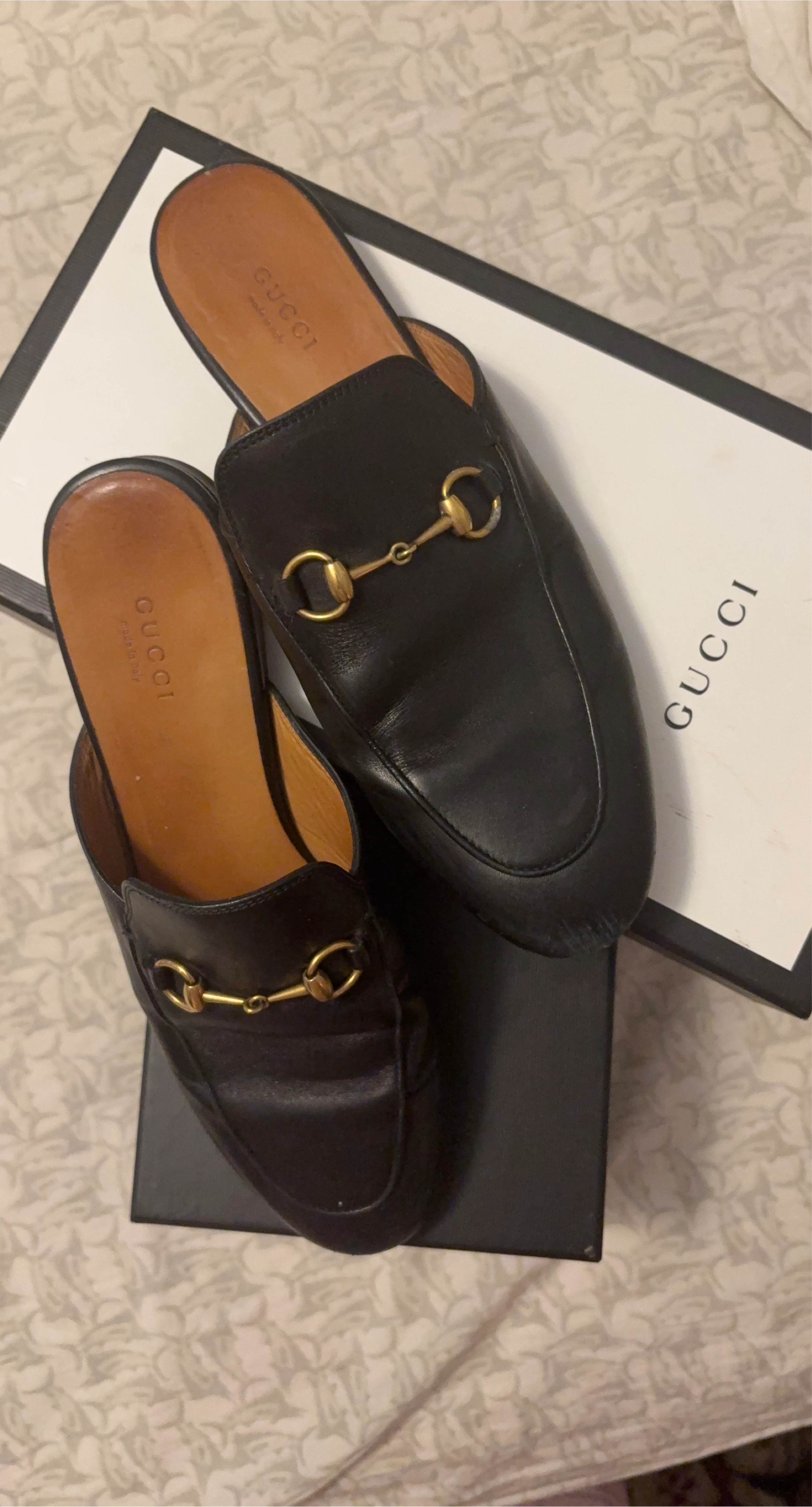 Gucci Black Leather Horsebit Mule Loafers