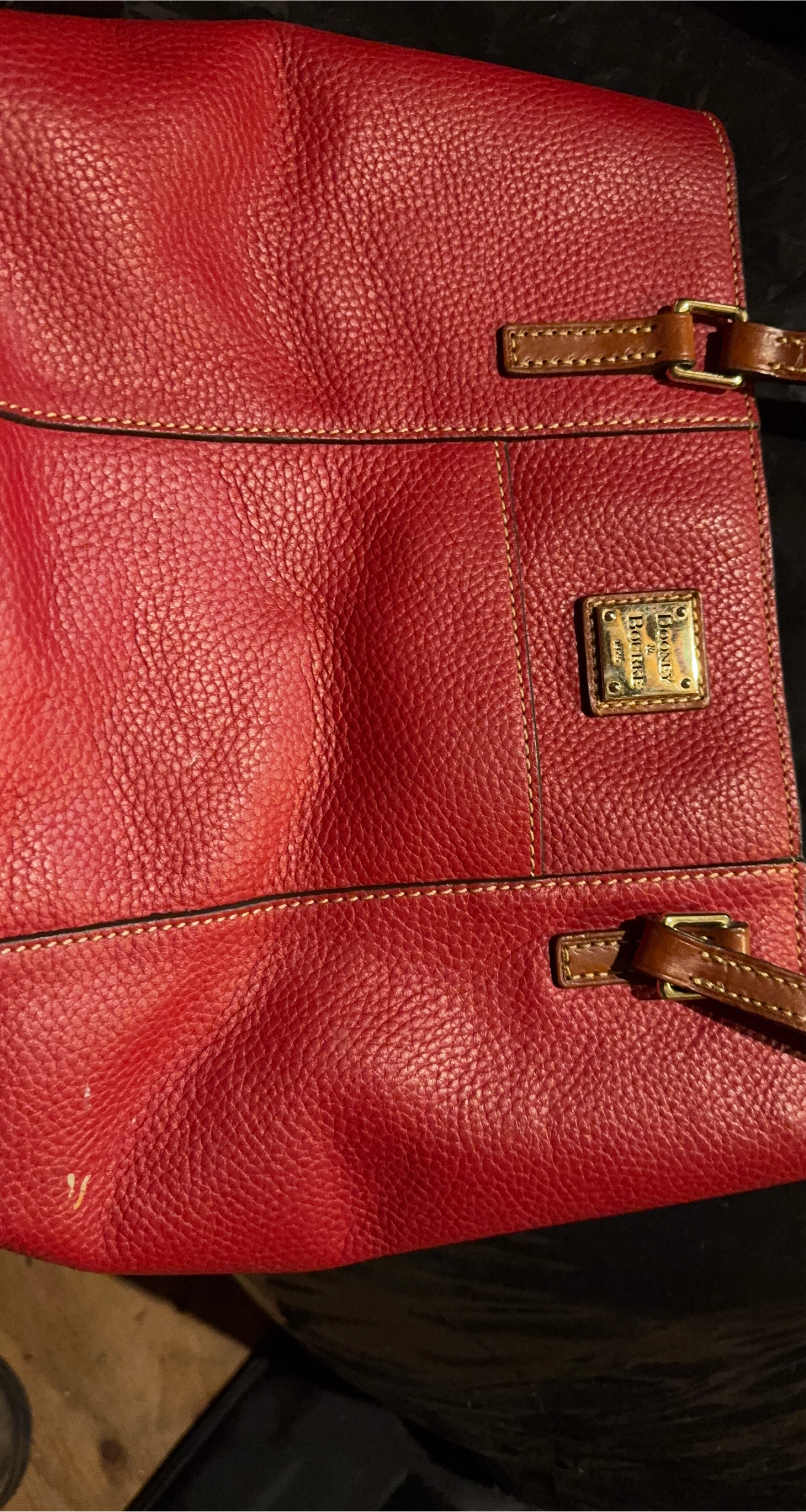 Dooney & Bourke Red Leather Satchel Handbag