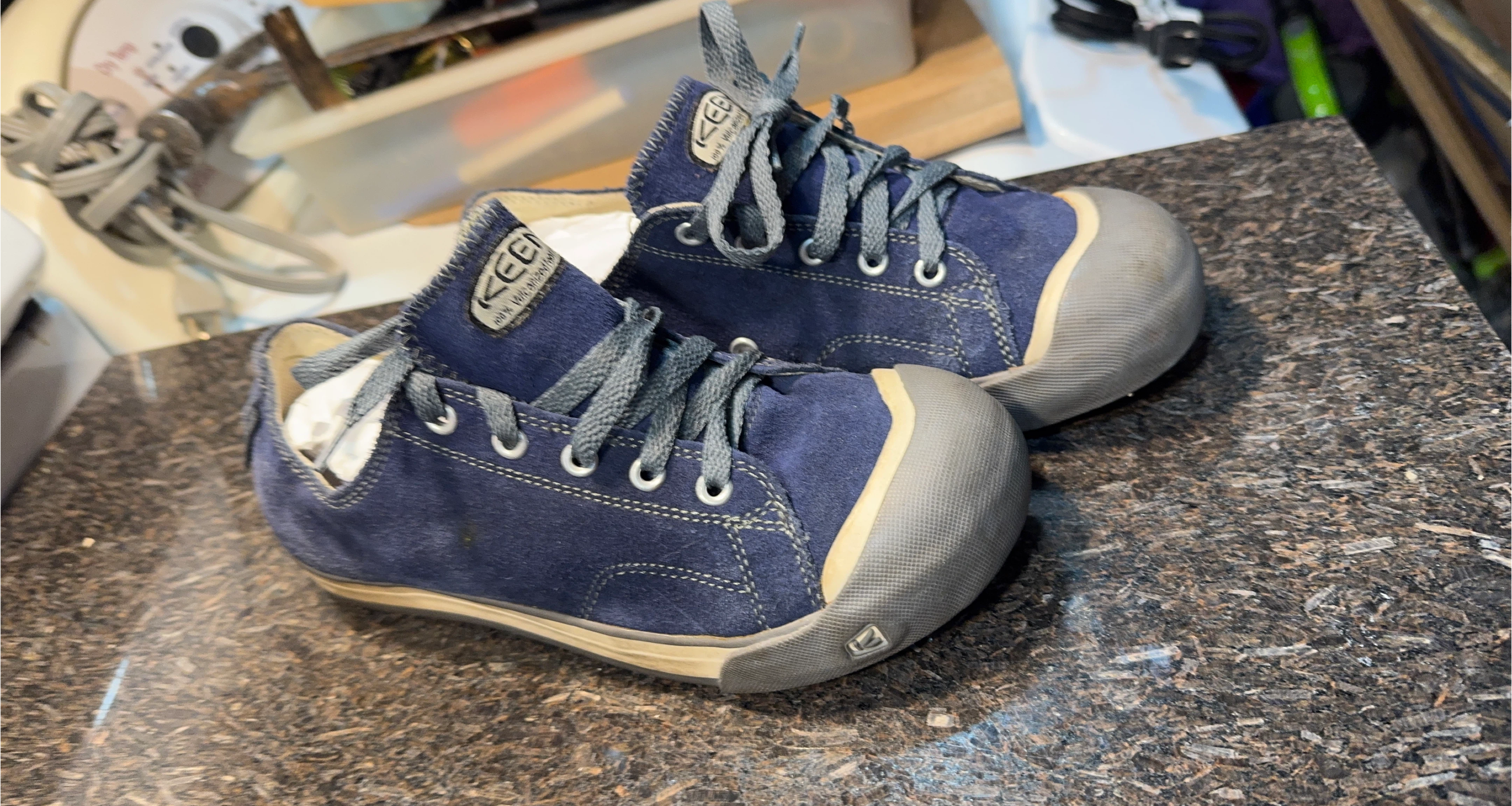 KEEN Women's Blue Suede Low-Top Sneakers