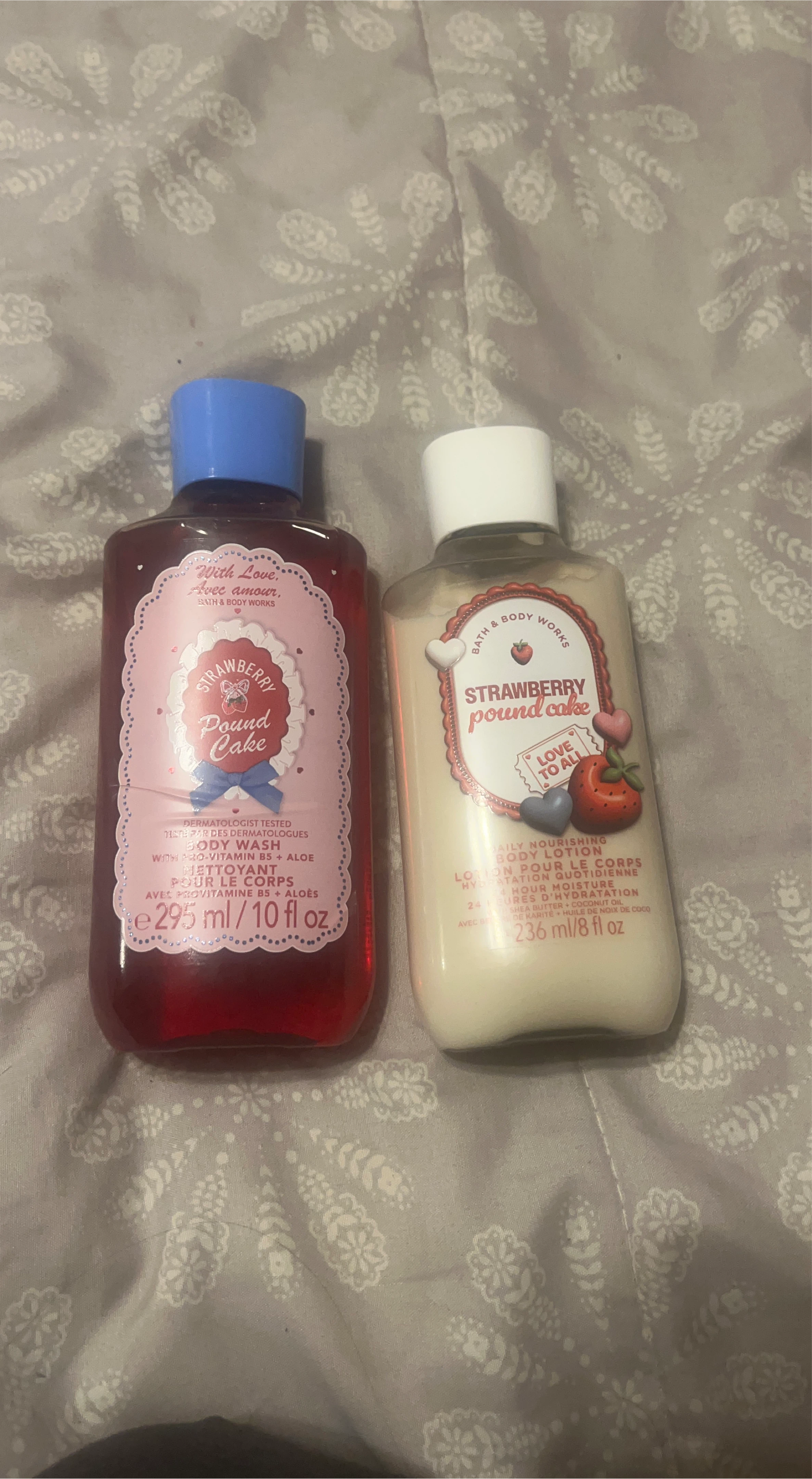 Bath & Body Works Strawberry Pound Cake Body Wash & Lotion Set