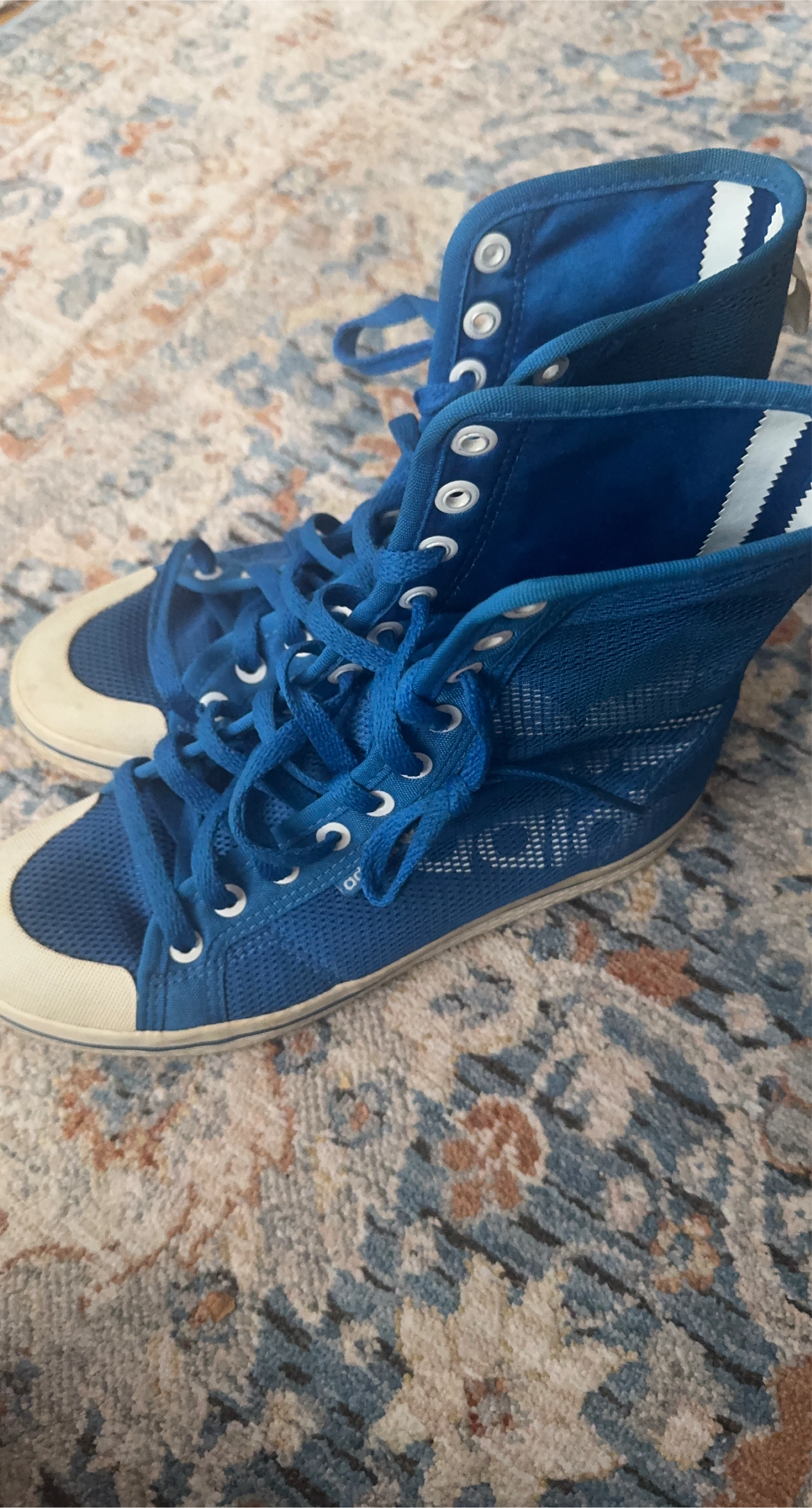 Blue Adidas High-Top Sneakers