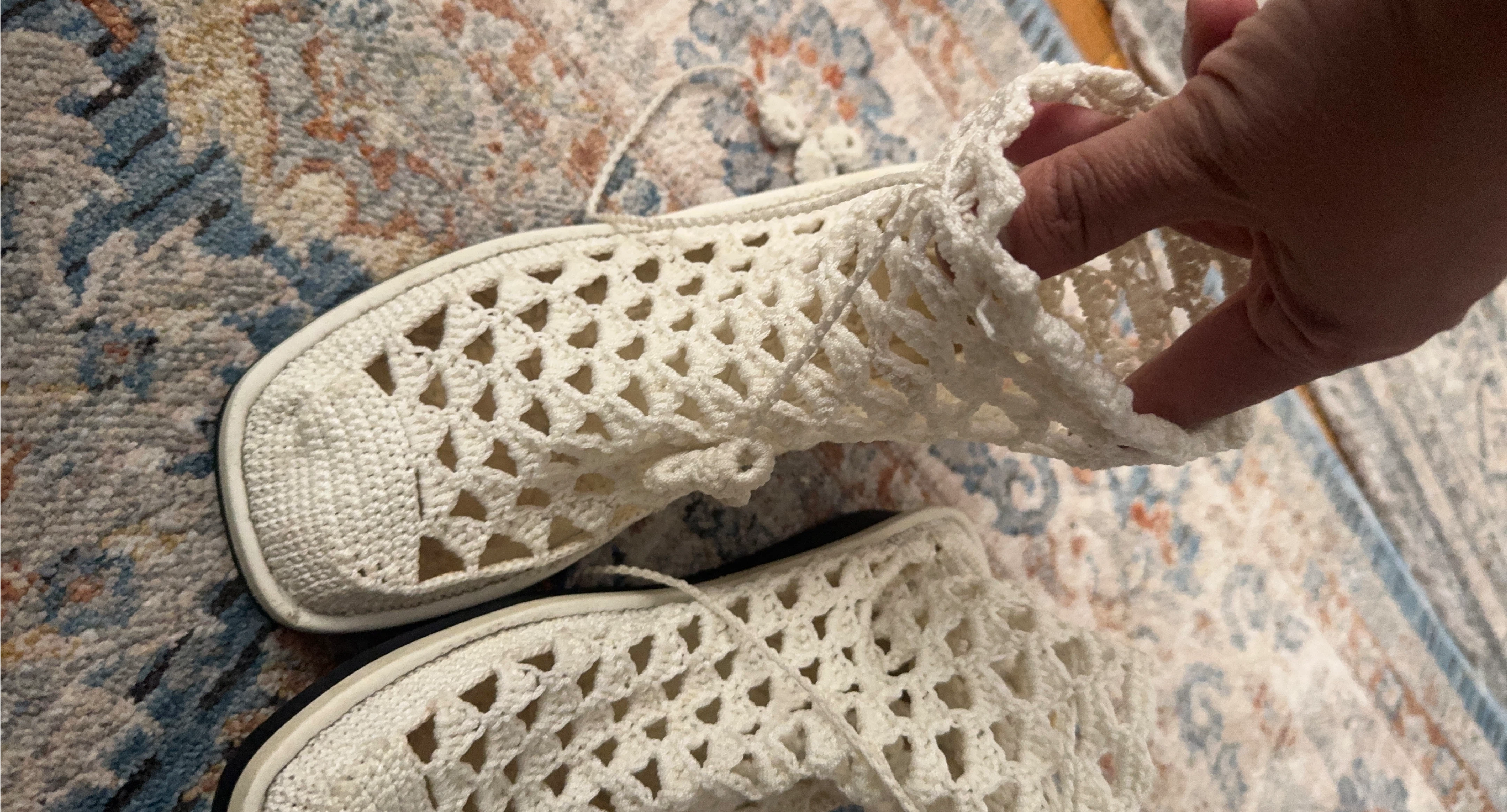 White Crochet Slippers