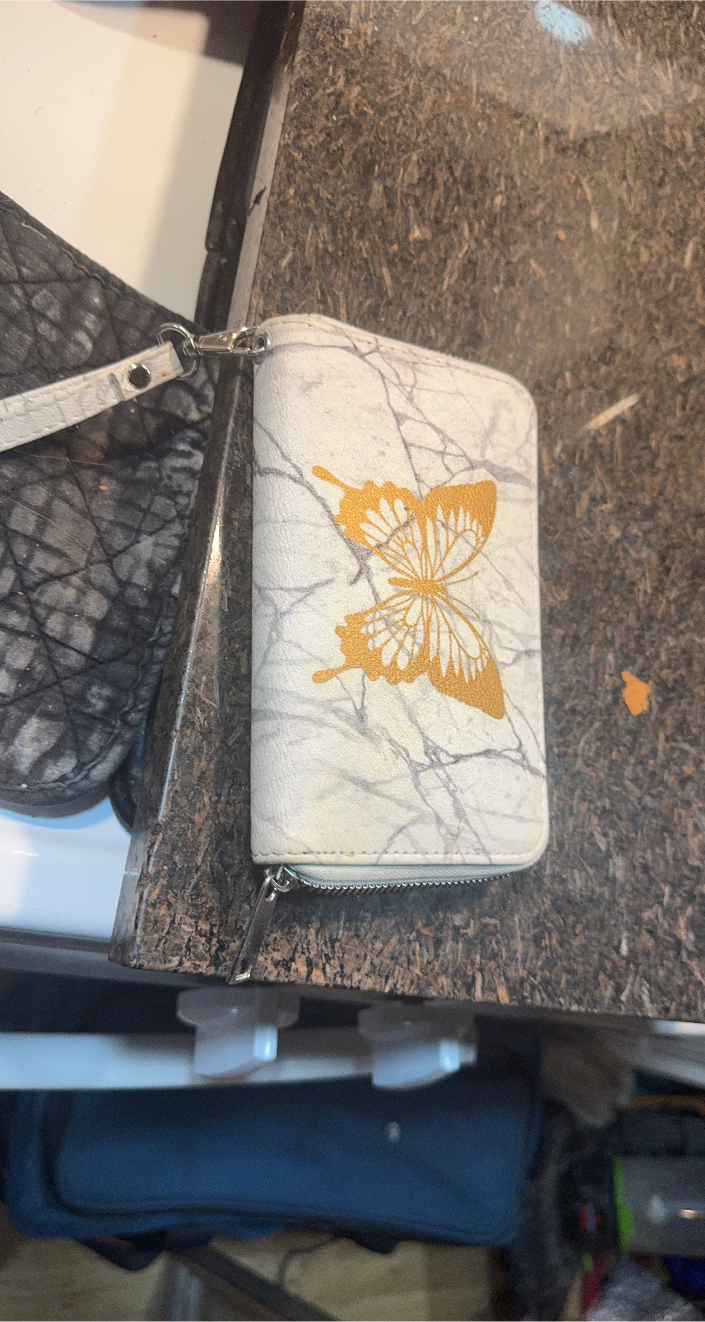 White Butterfly Clutch Wallet