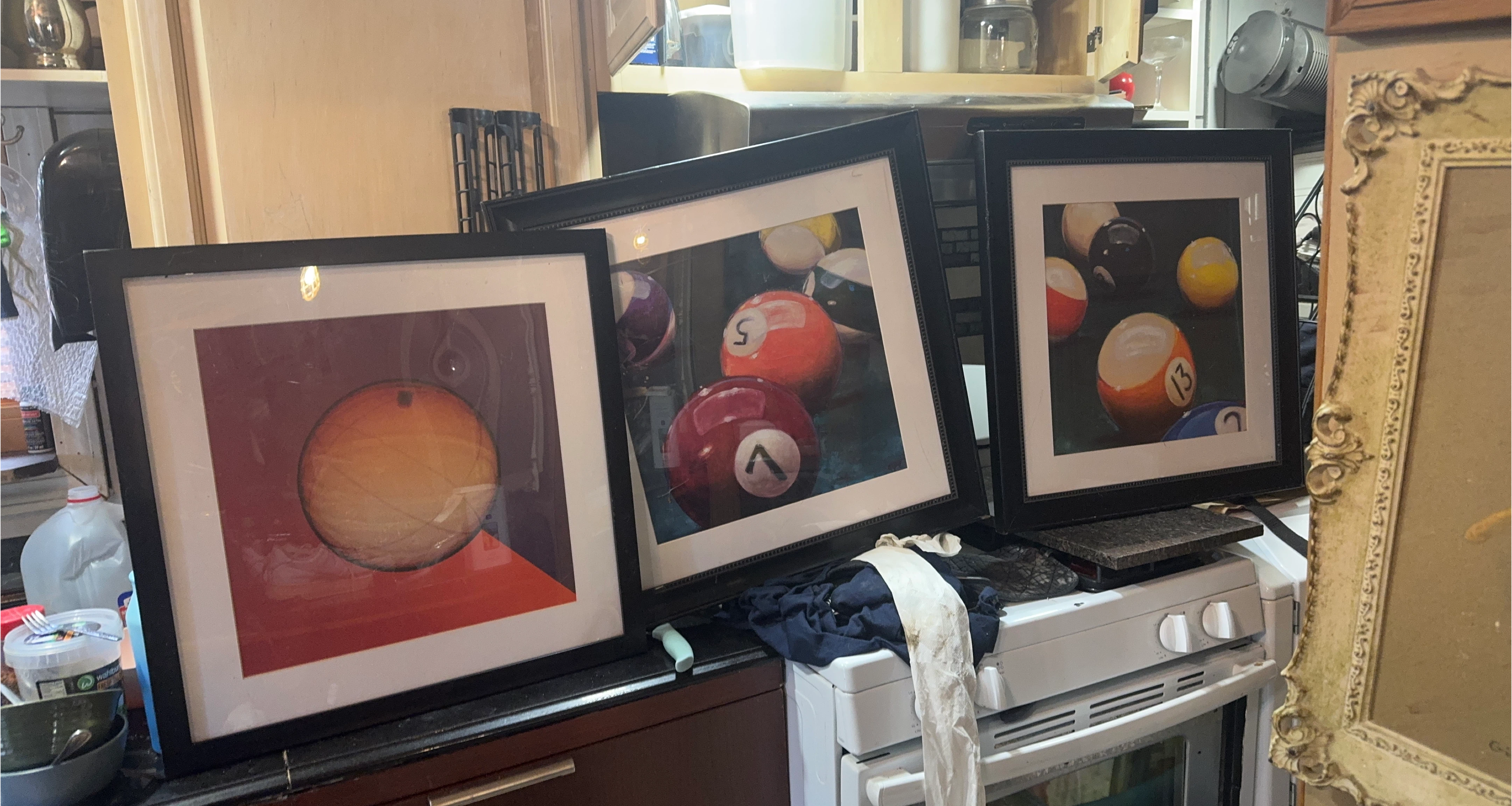 Set of 3 Framed Pool Ball Art Prints