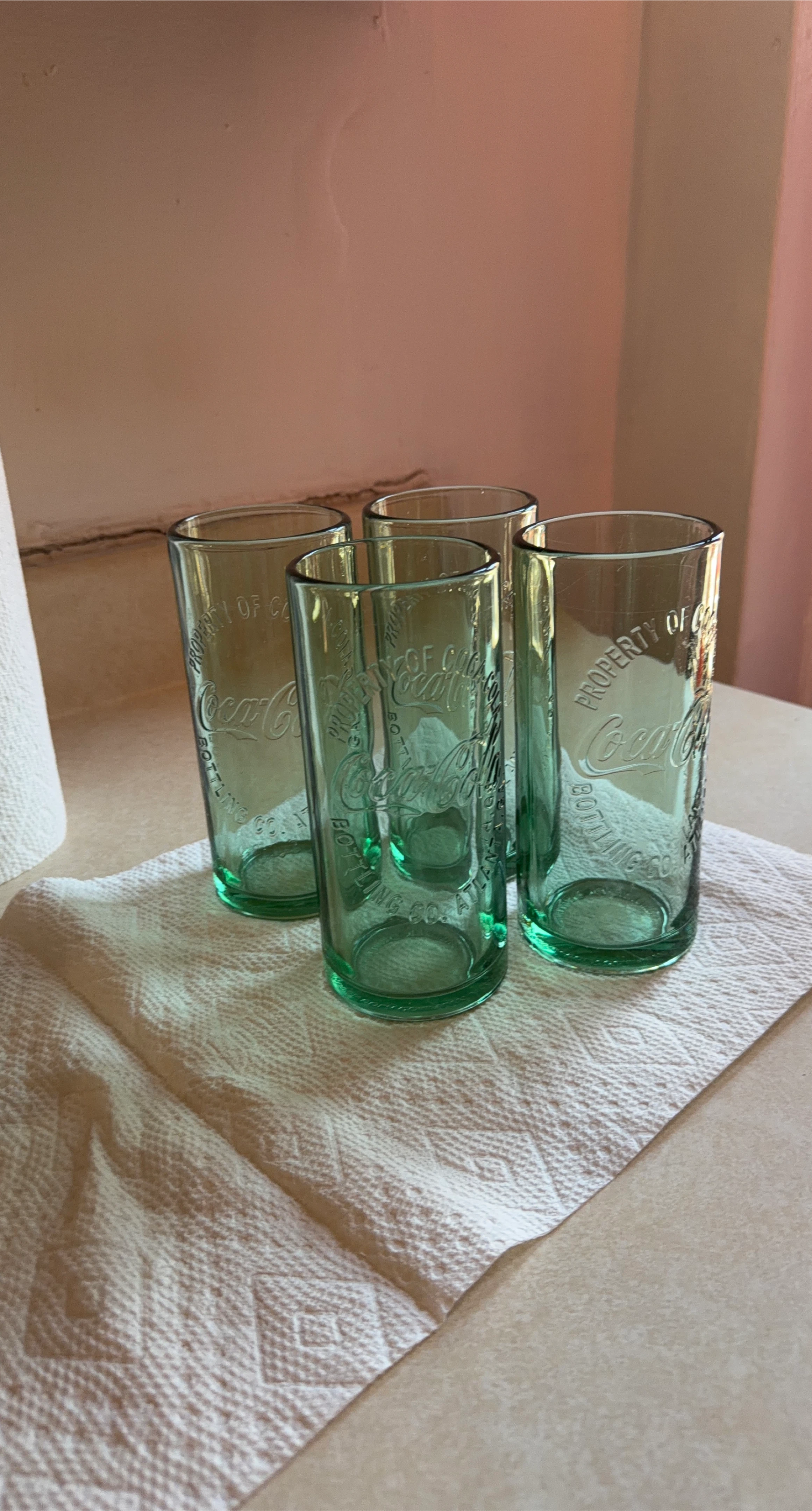 Coca-Cola Green Glass Tumblers - Set of 4