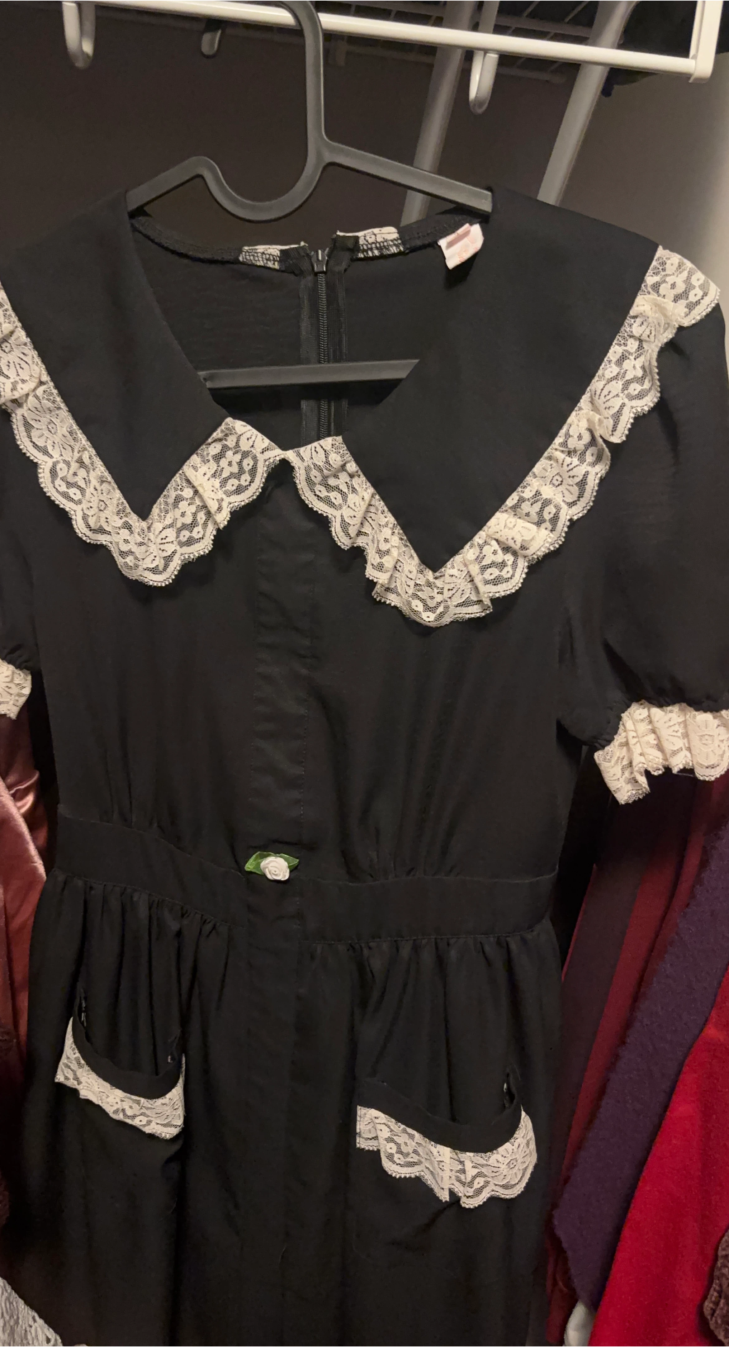 Black lace trim dress