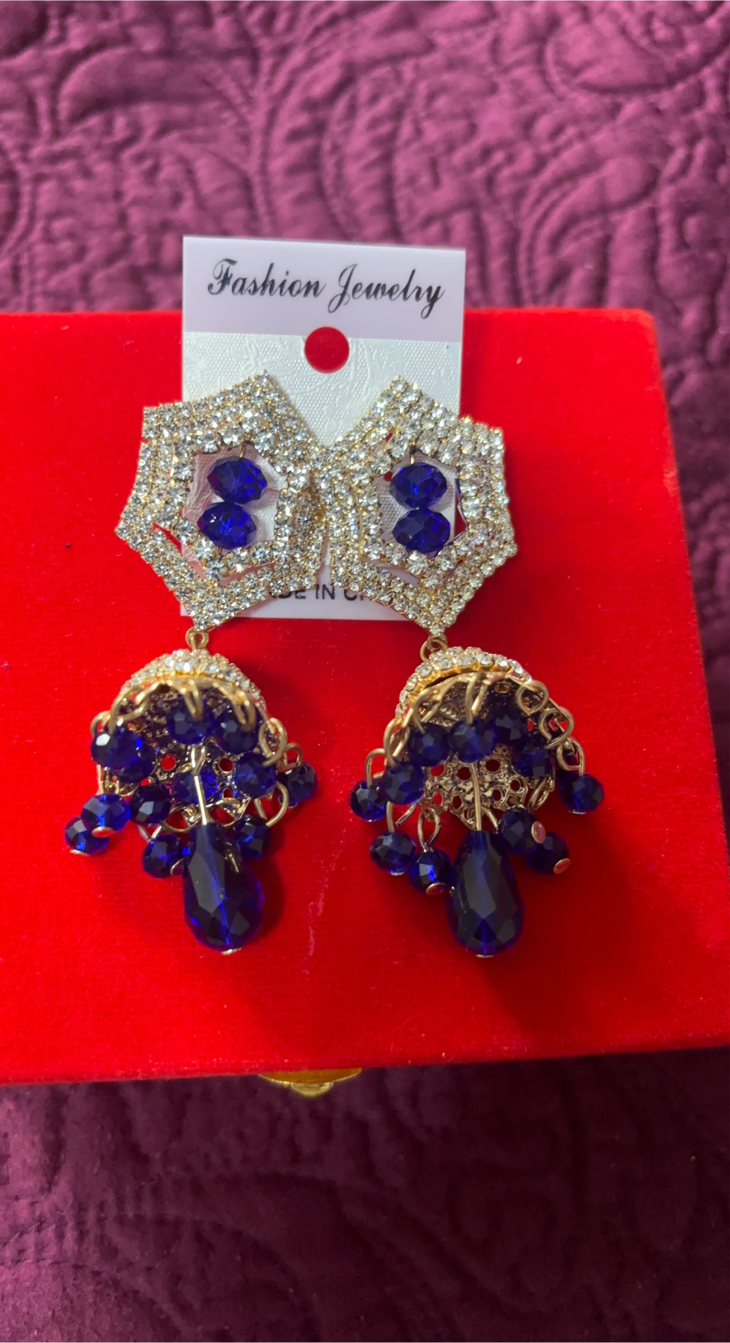 Sparkly Blue Gemstone Drop Earrings