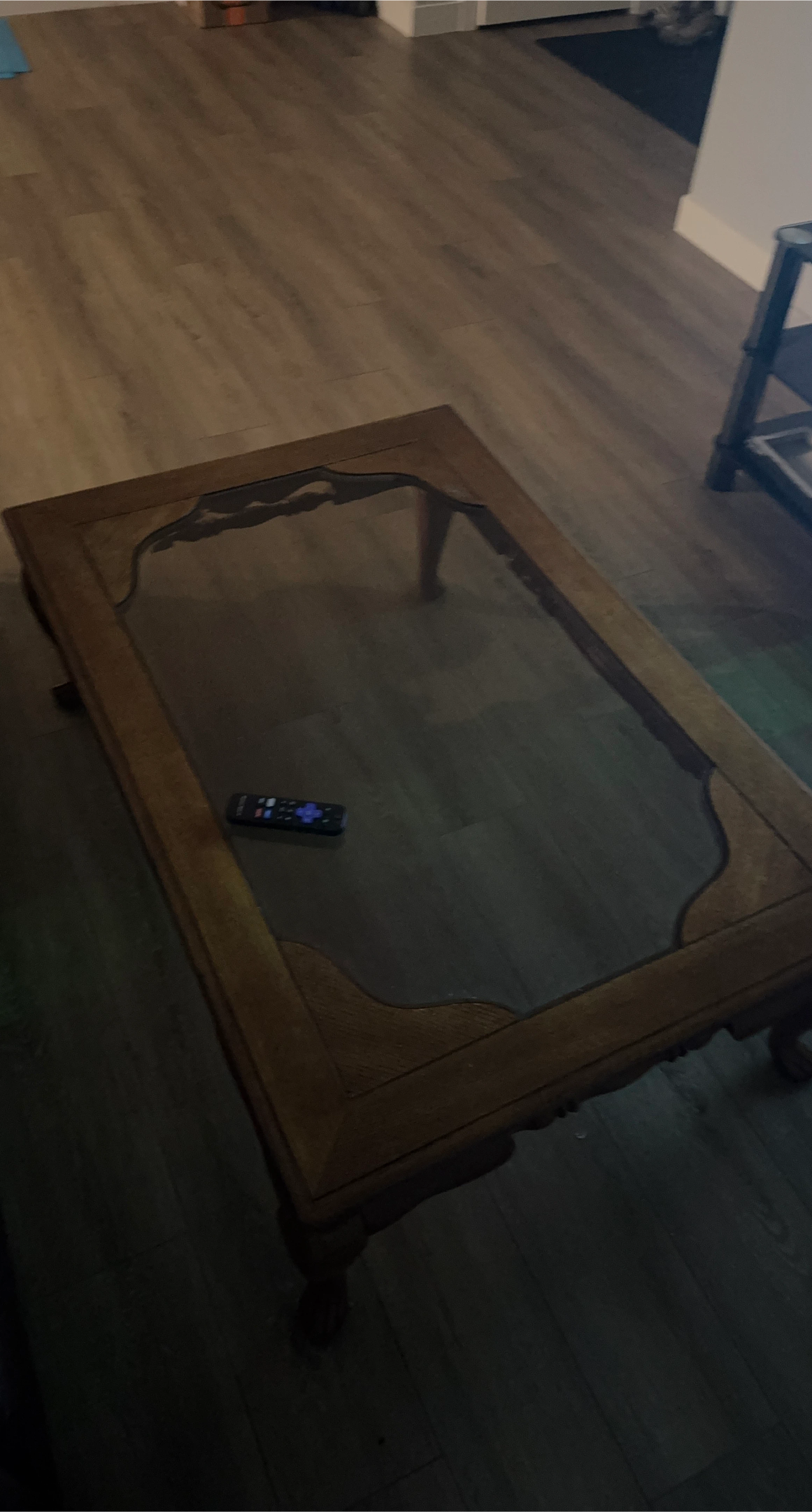 Wooden Coffee Table with Glass Top