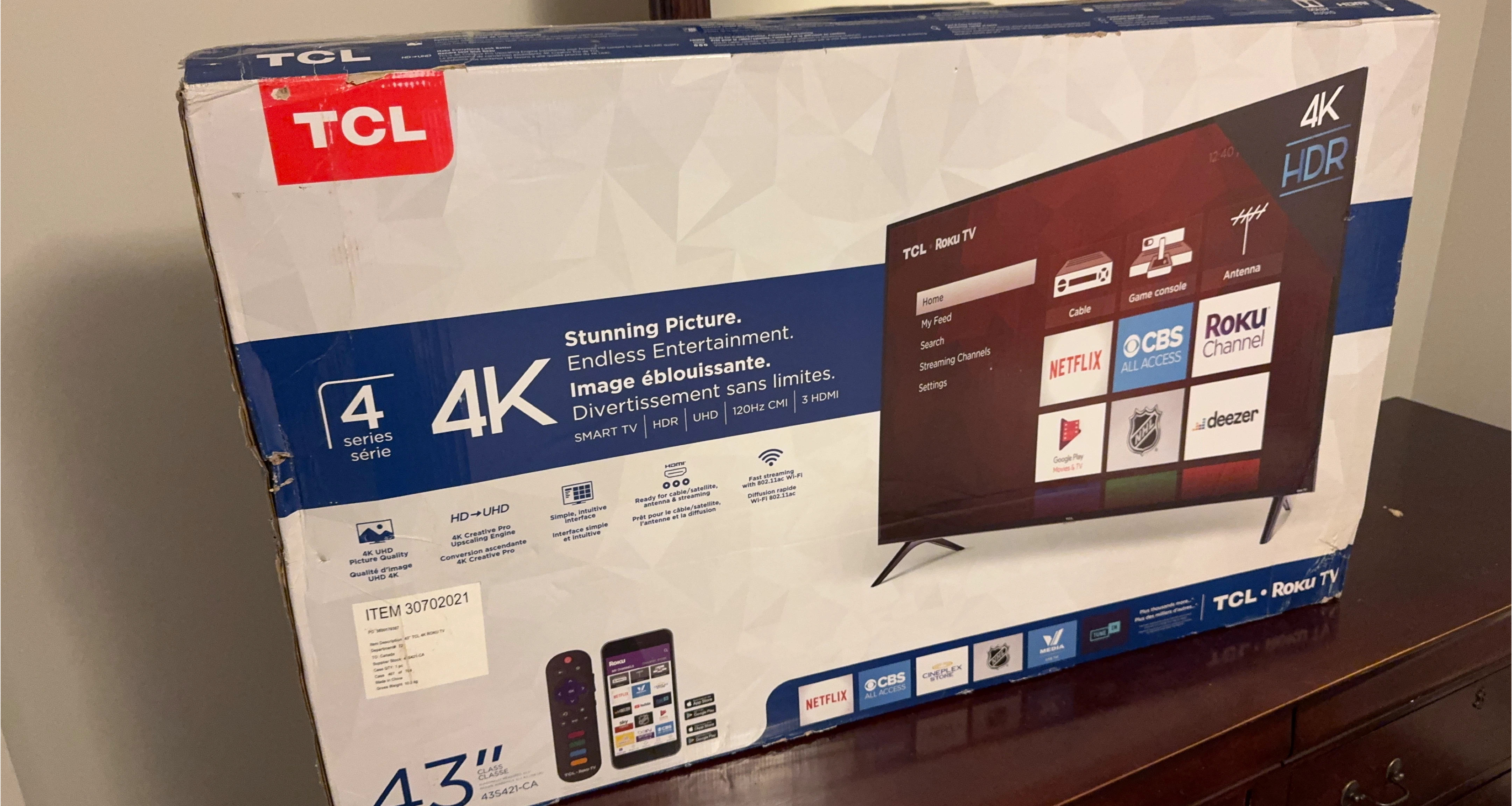 TCL 43" 4-Series 4K Roku TV