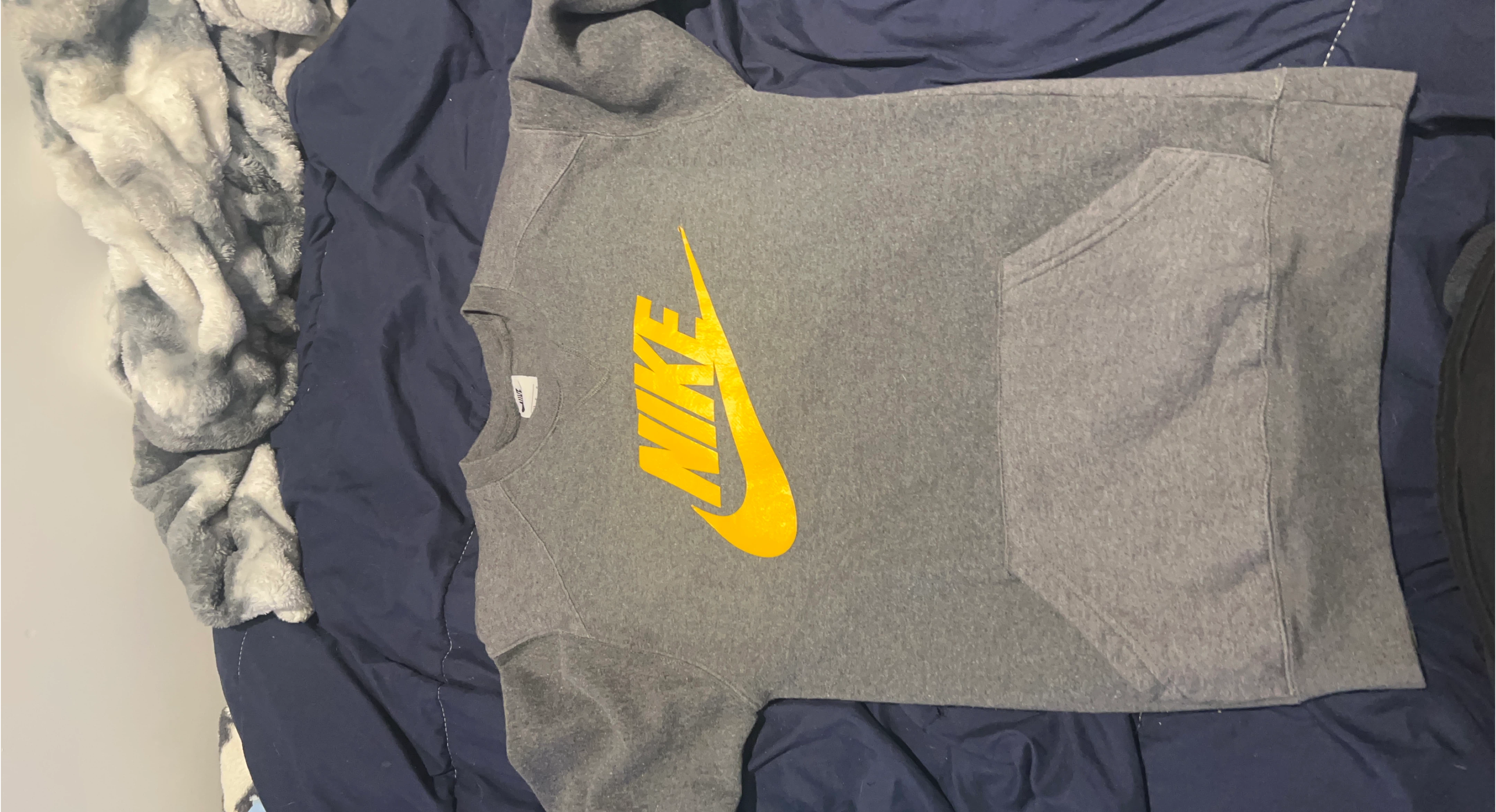 Grey Nike Crewneck Sweatshirt with Yellow Logo