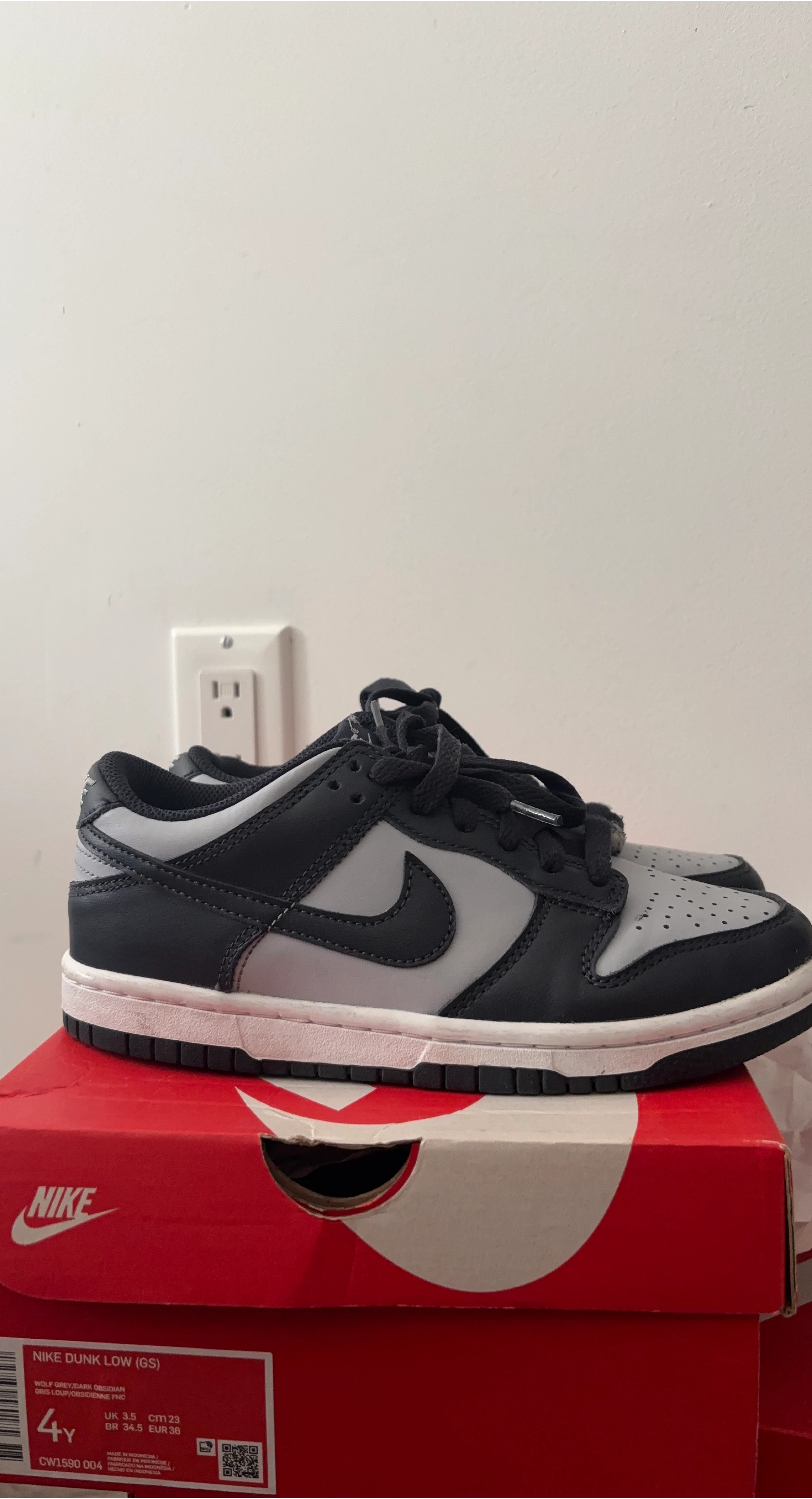 Kids Nike Dunk Low (GS) Wolf Grey Black White