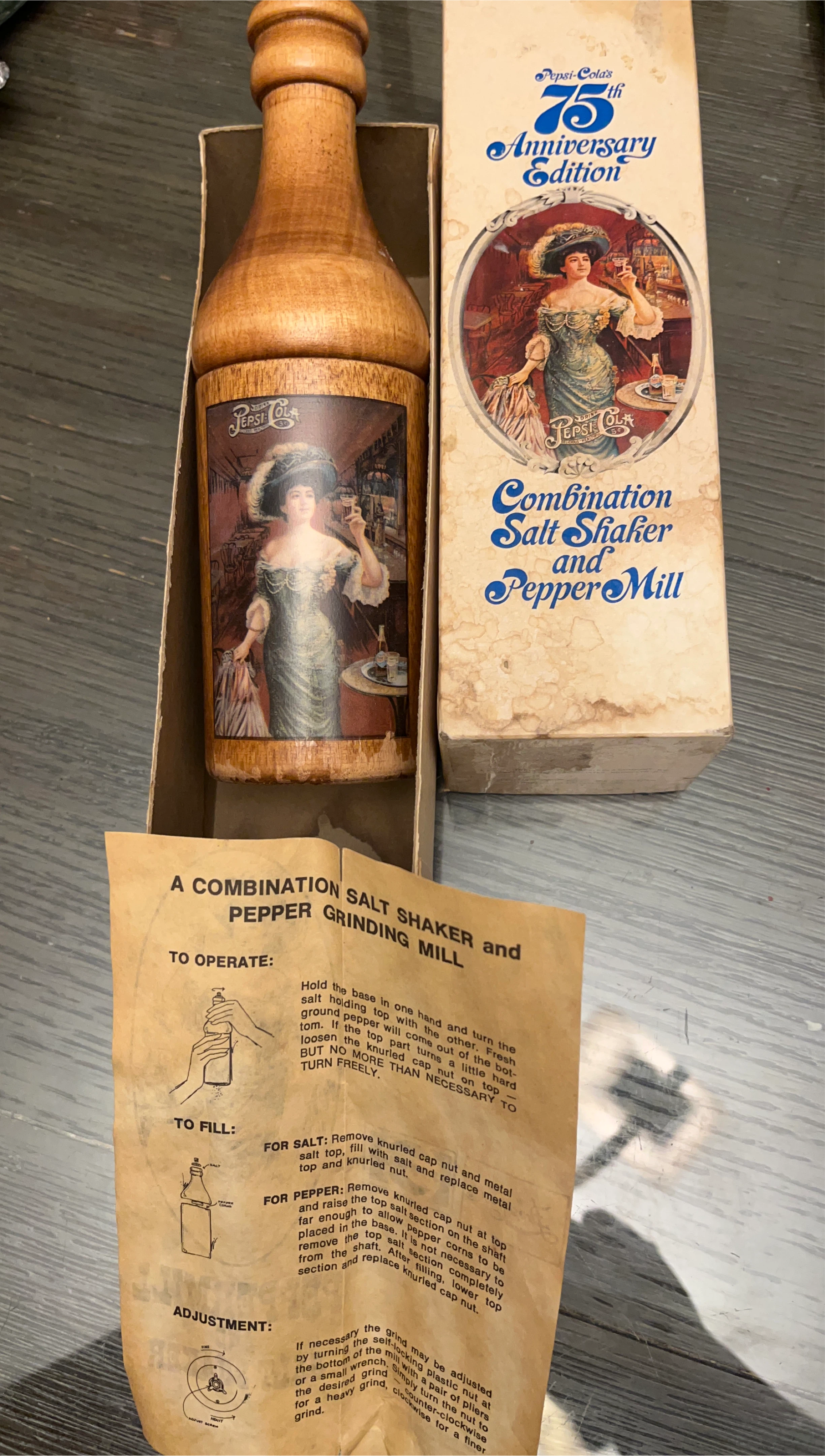 Pepsi-Cola 75th Anniv Combination Salt Shaker and Pepper Mill