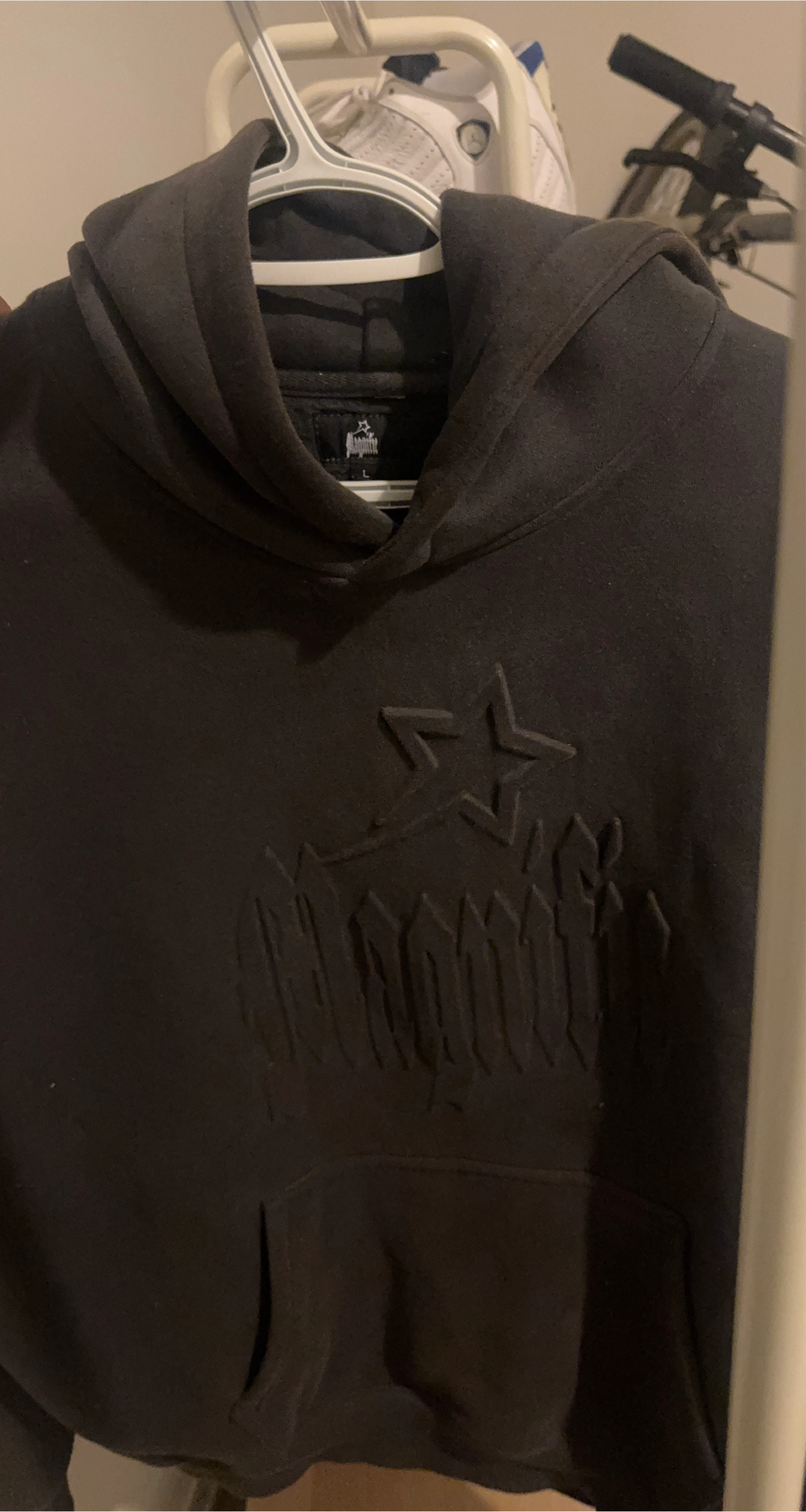 Black Hoodie with Embossed Logo