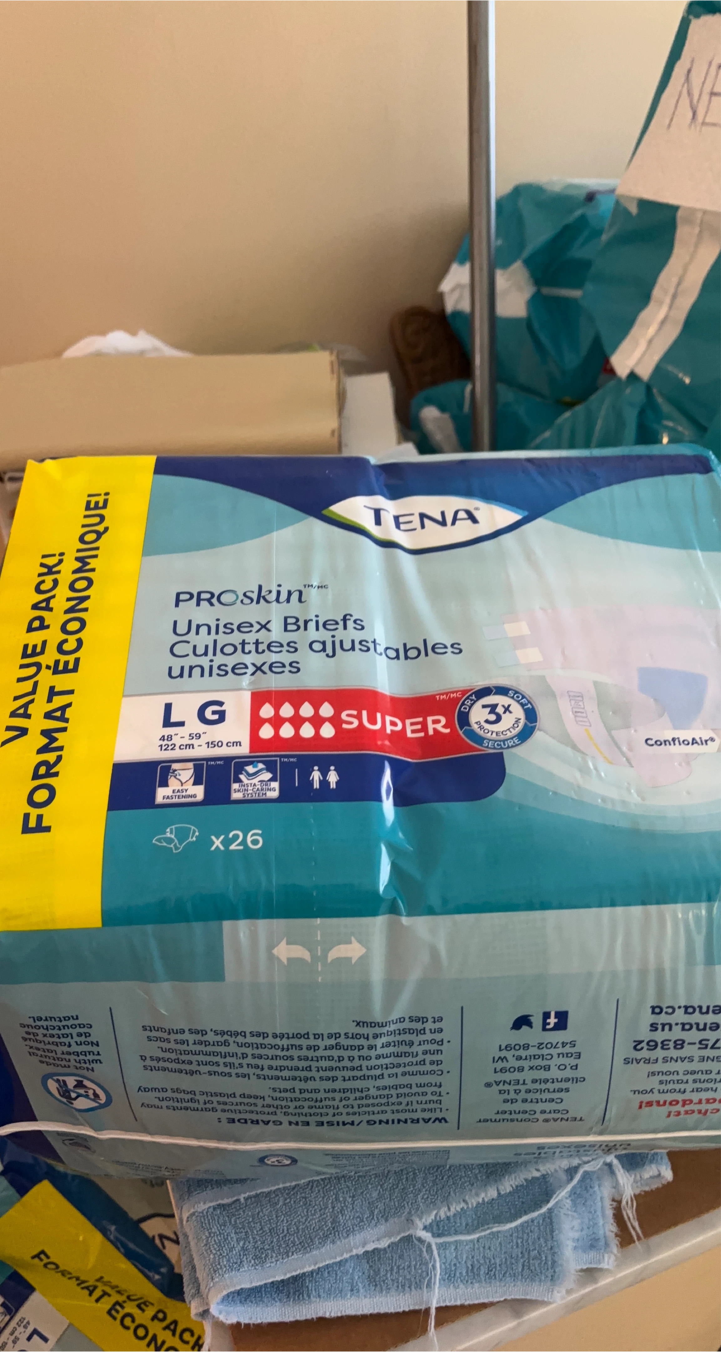 TENA ProSkin Unisex Briefs, Size LG, 26 Count