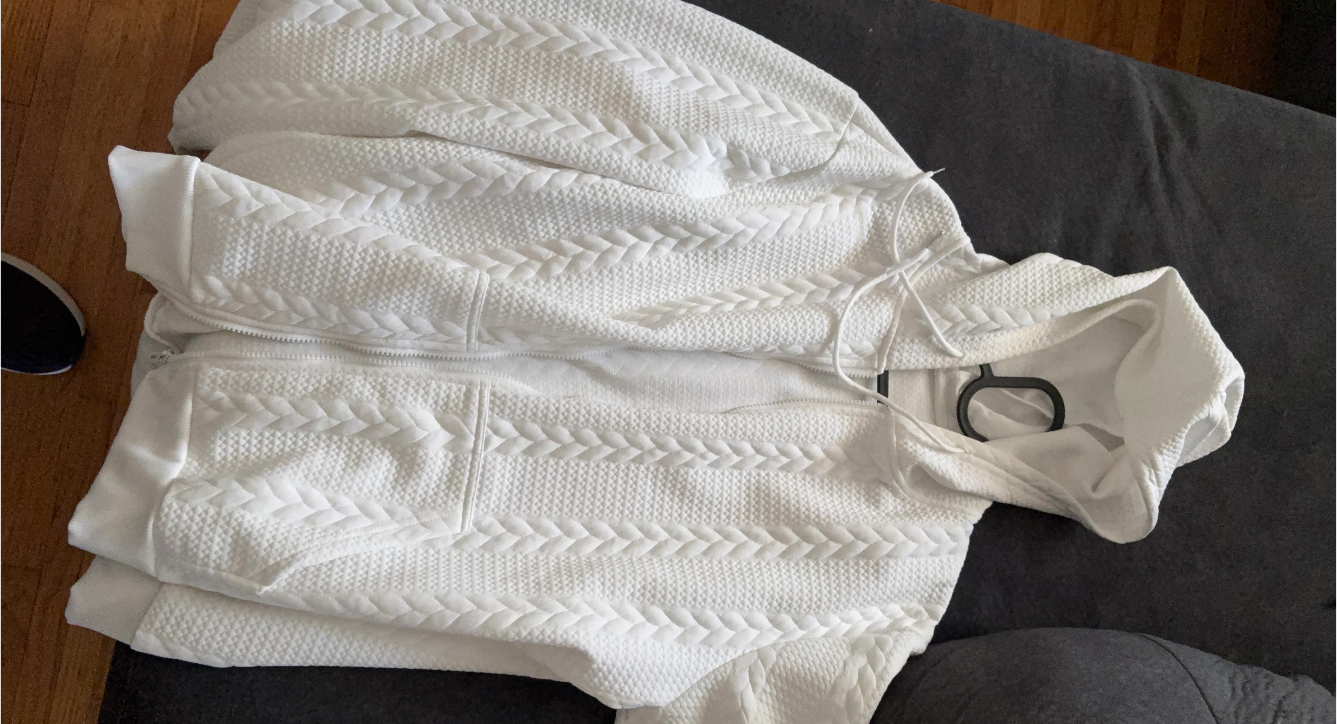 White Textured Hoodie