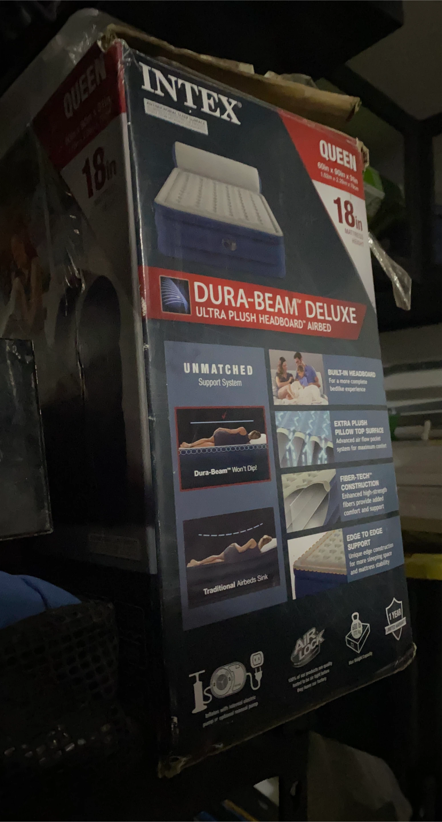 Intex Dura-Beam Deluxe Queen Airbed with Built-in Headboard