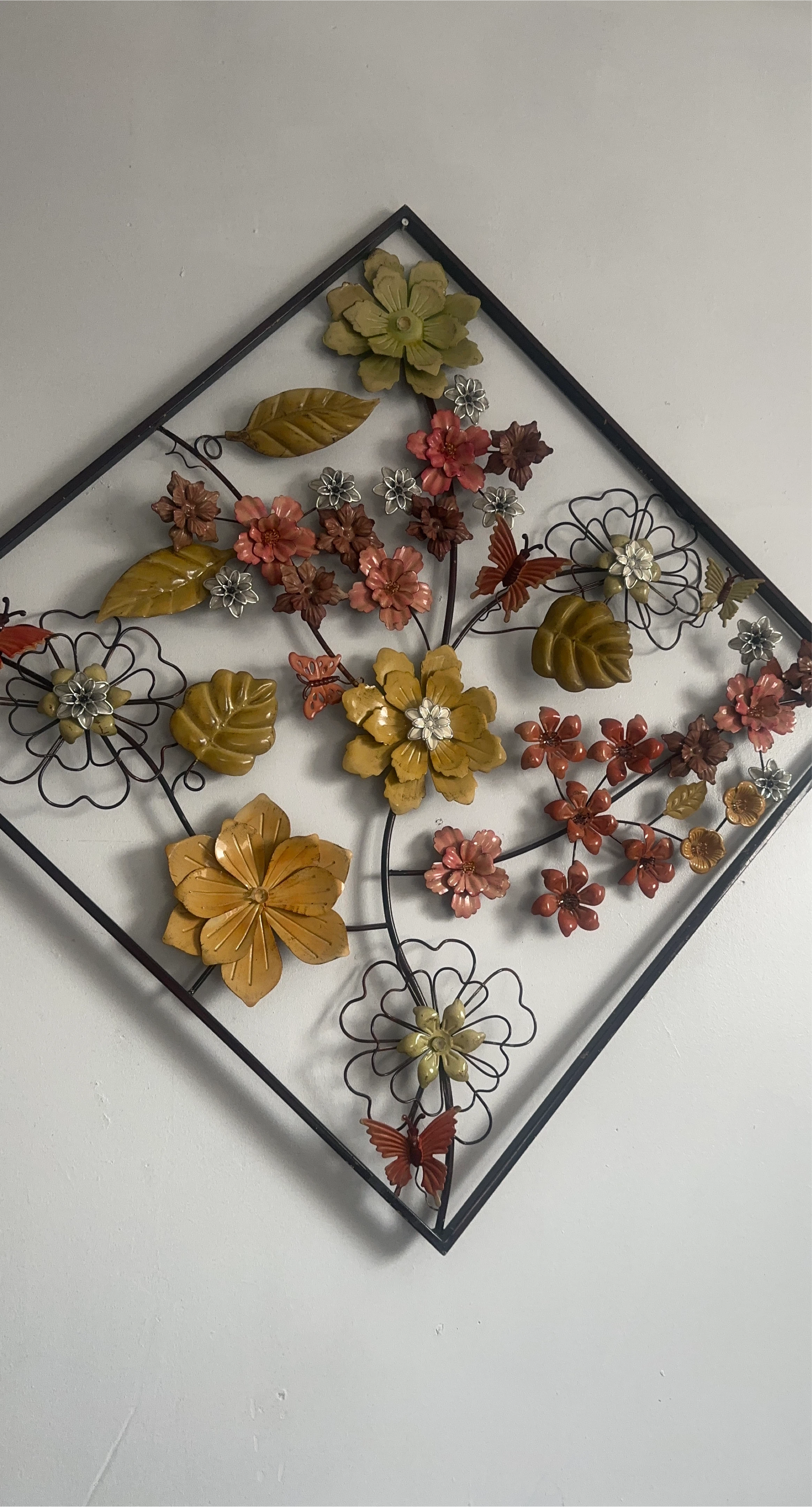 Metal Floral Wall Art with Butterflies