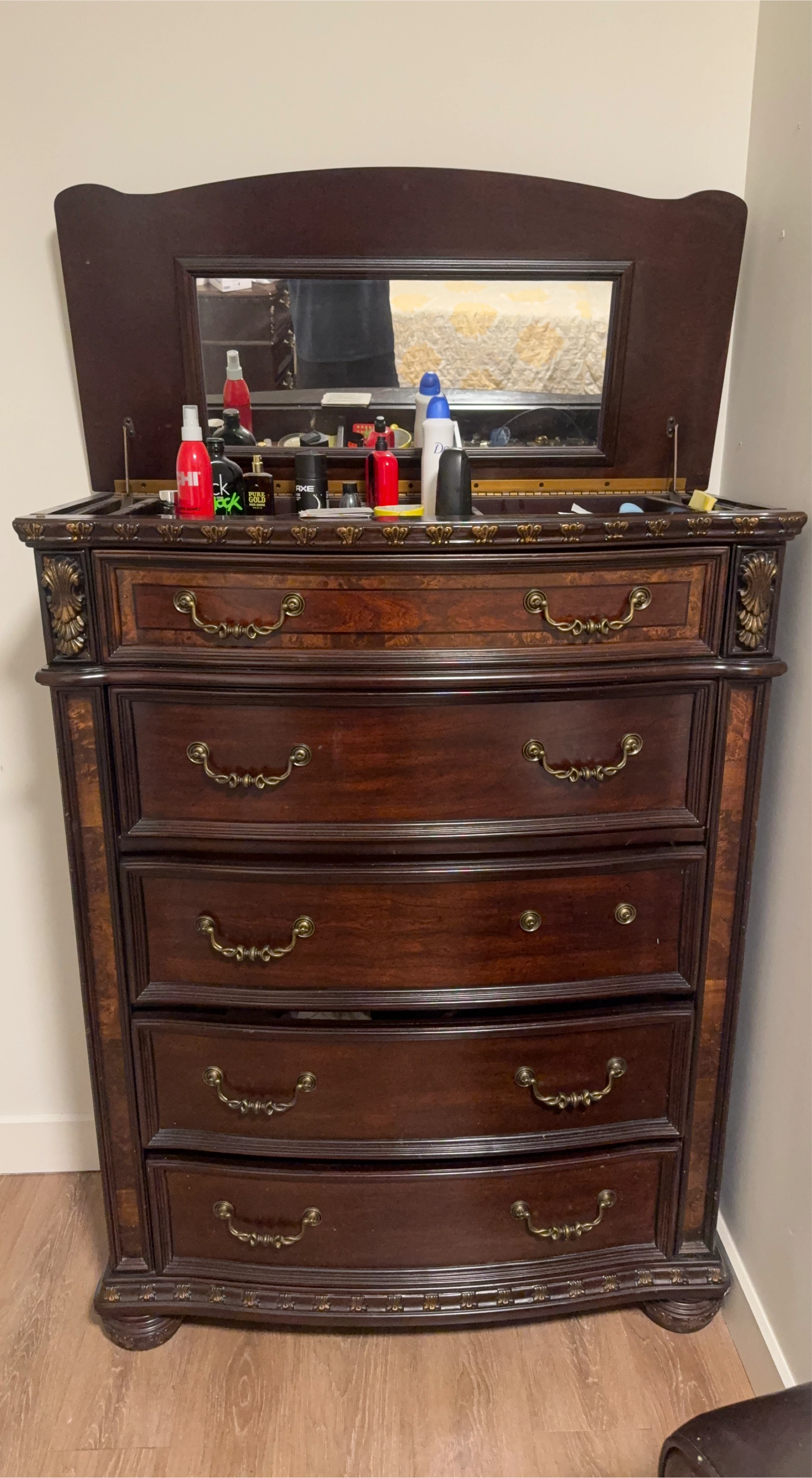Vintage Wooden Dresser with Mirror