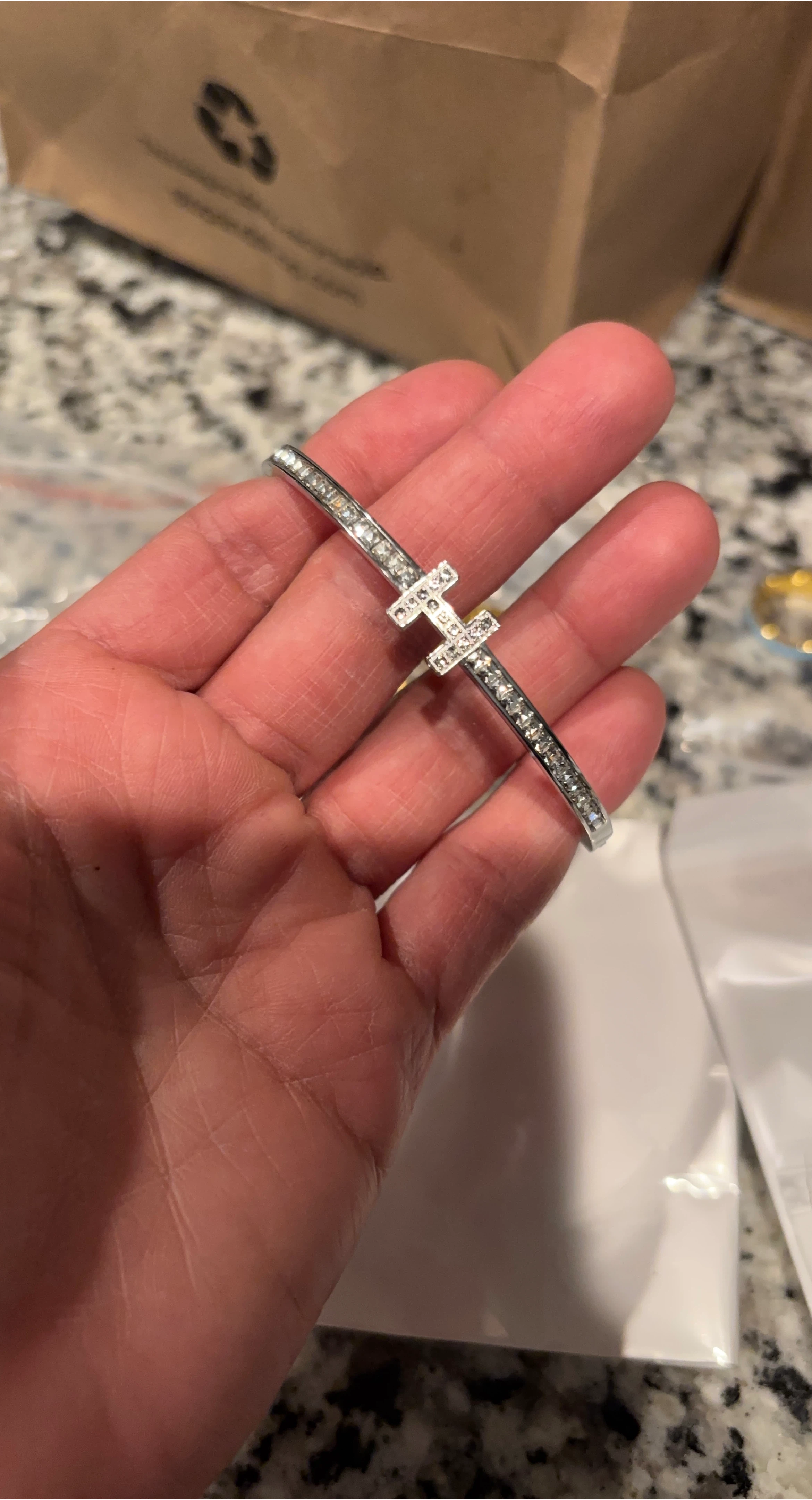 Bangle Bracelet with Double H Design