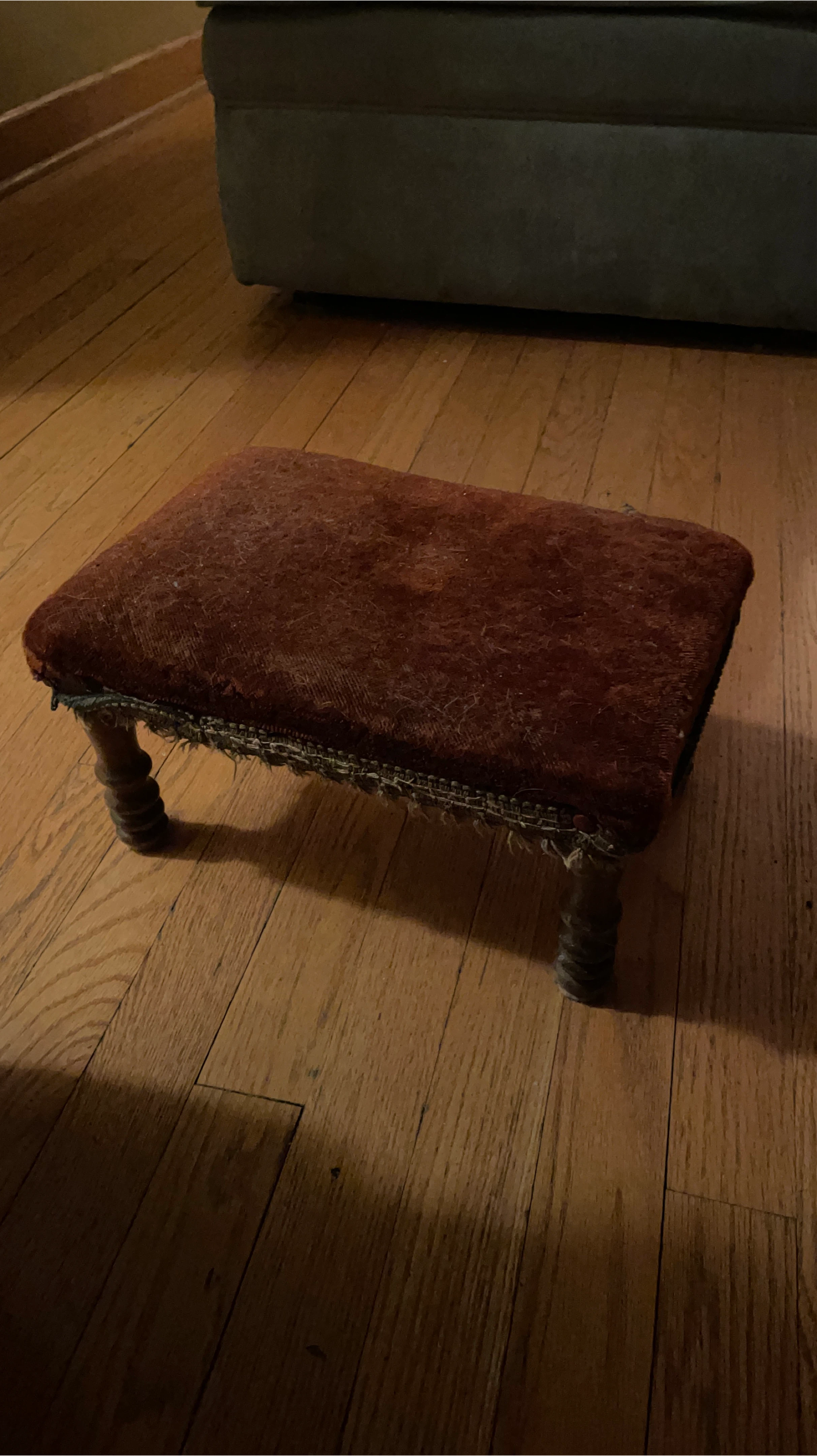 Vintage Velvet Footstool Ottoman