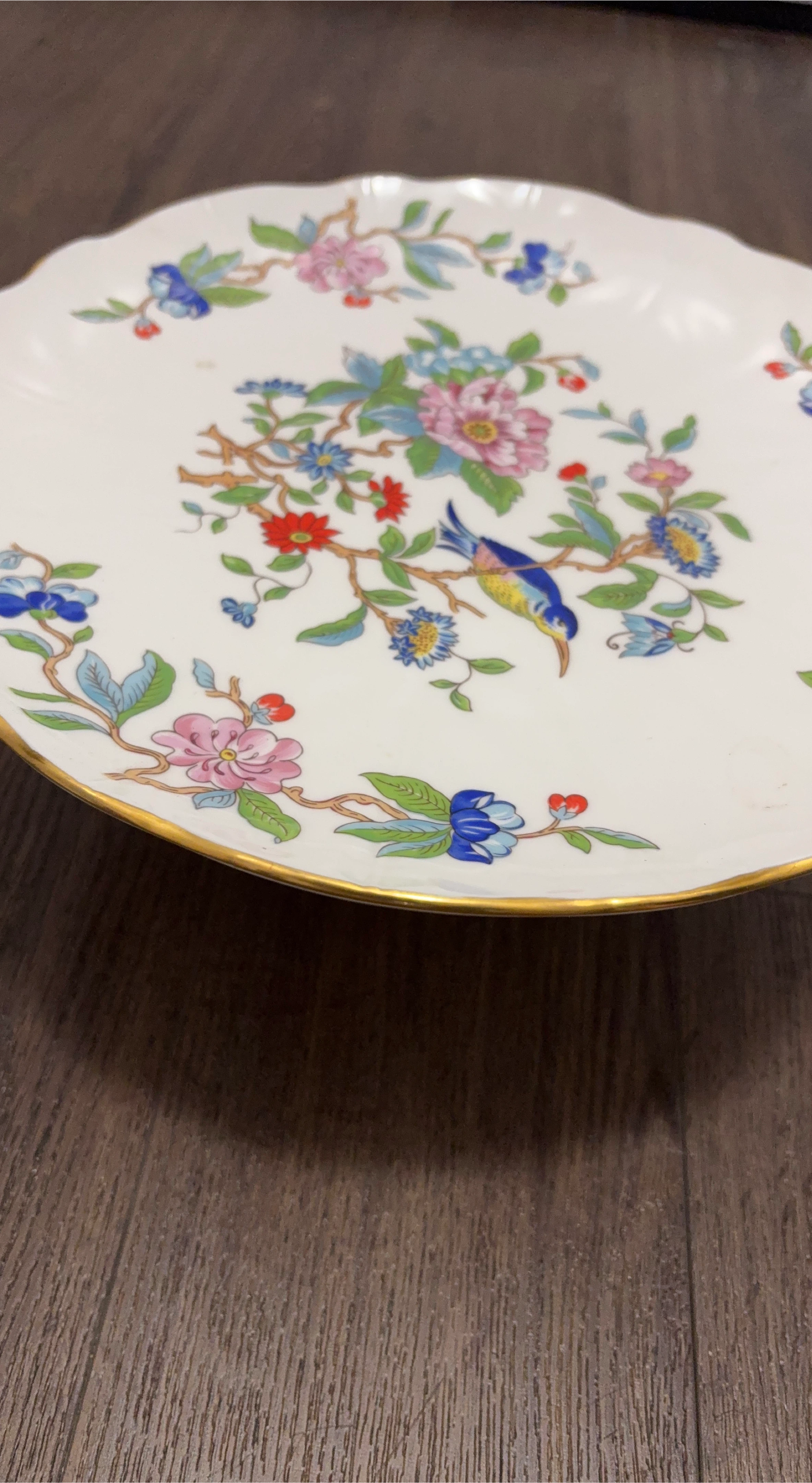 Vintage Decorative Plate with Floral and Bird Design