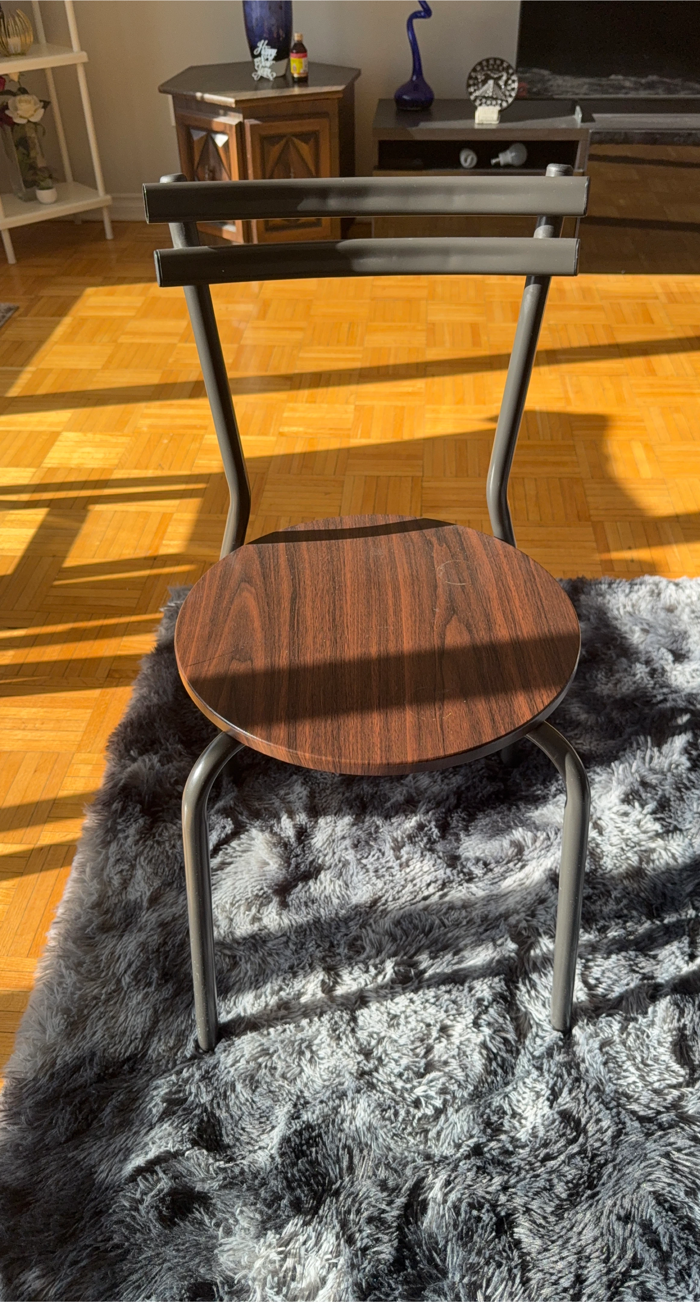 Round Wood Seat Metal Frame Chair ( pair of 2 )