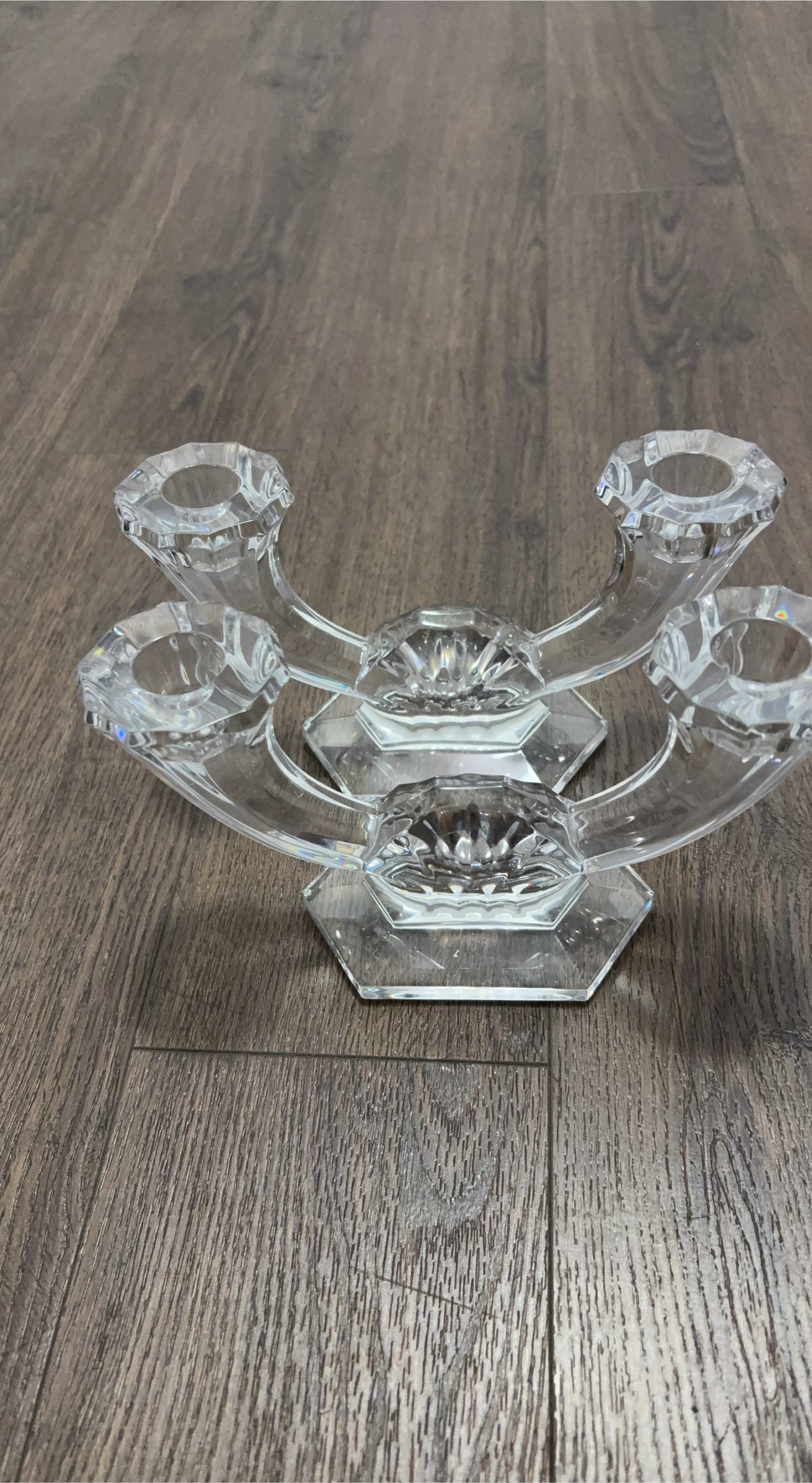 Clear Glass 4-Candle Candelabra