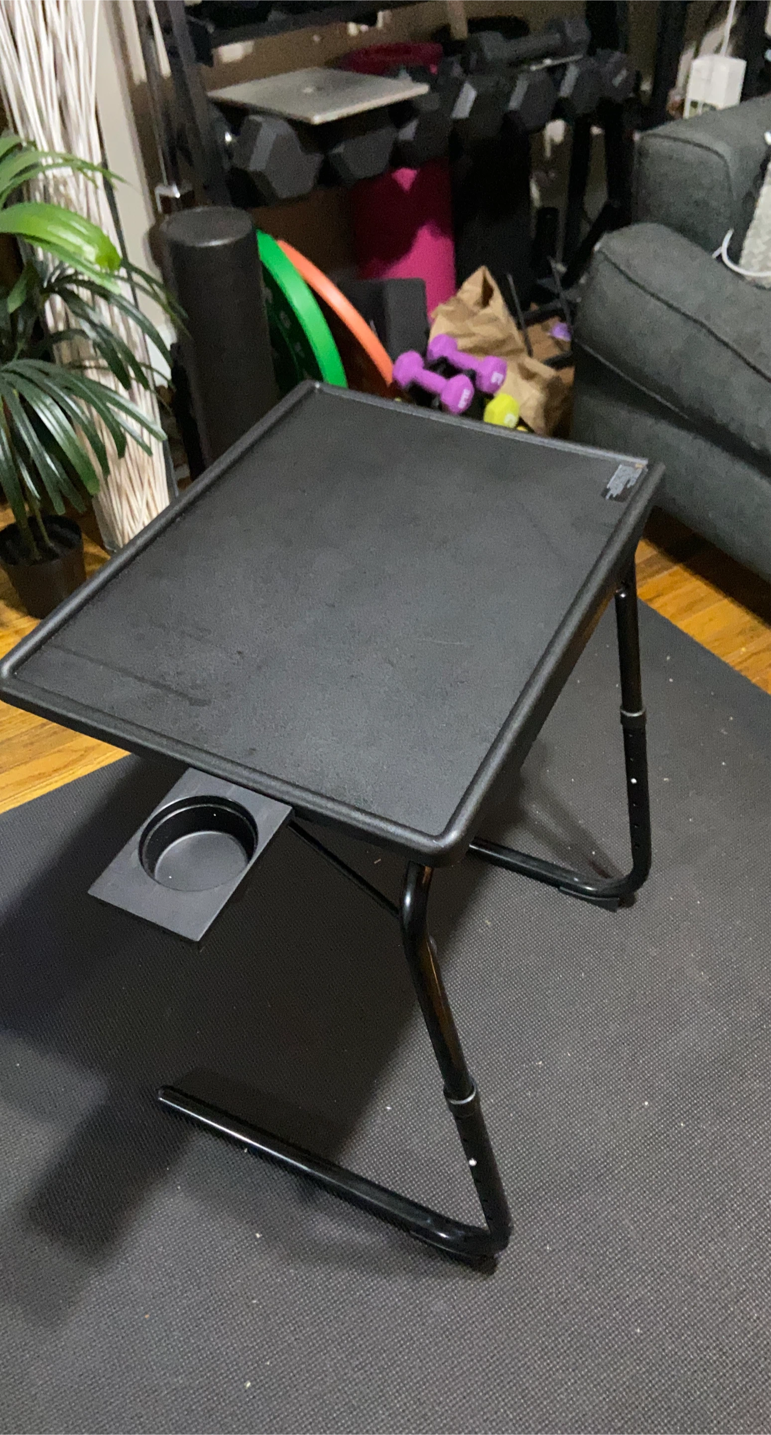 Adjustable Folding Tray Table with Cup Holder