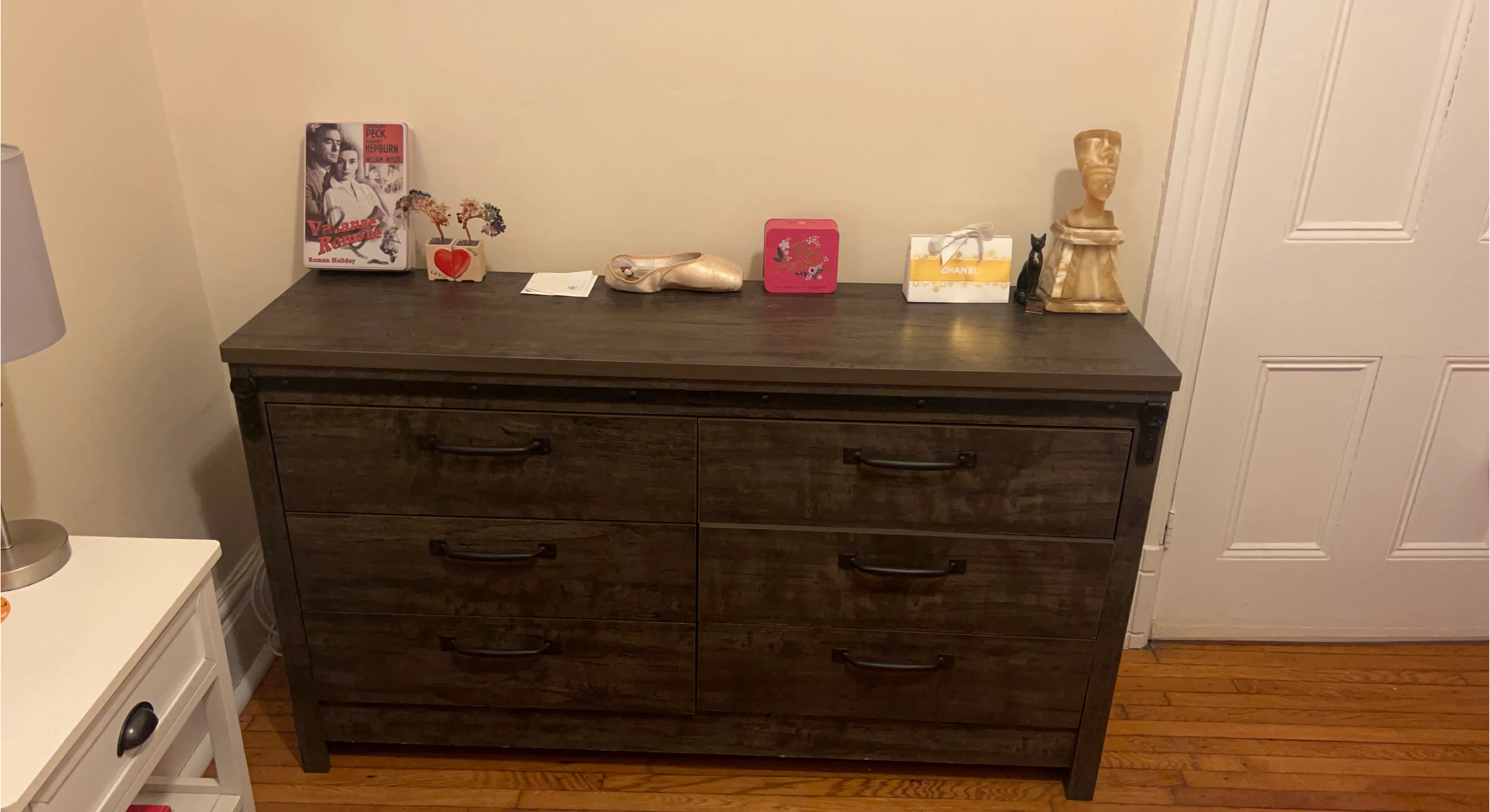 Dark Brown (blue hue) Wooden Dresser with Six Drawers