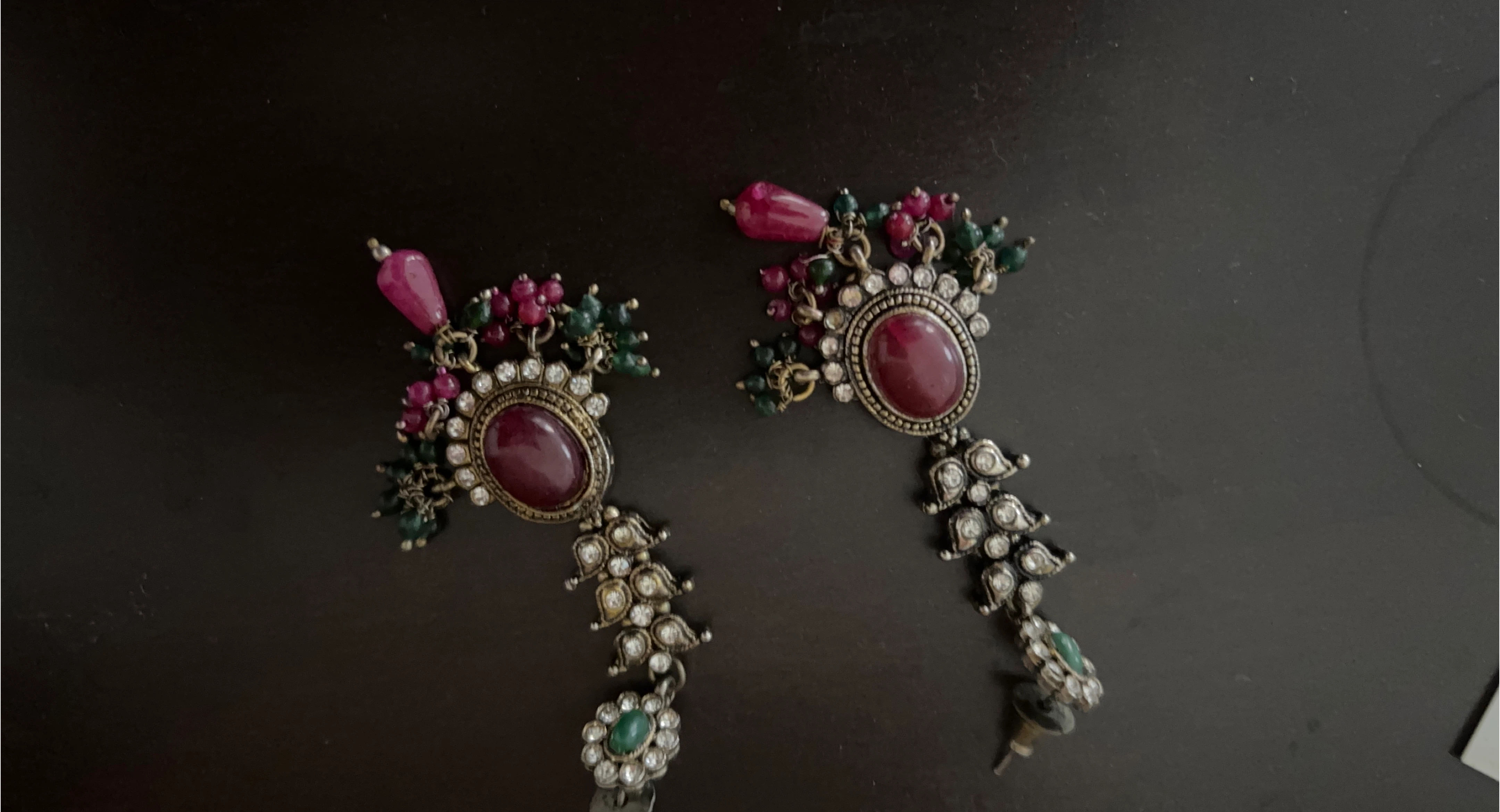Rhinestone and Gemstone Drop Earrings