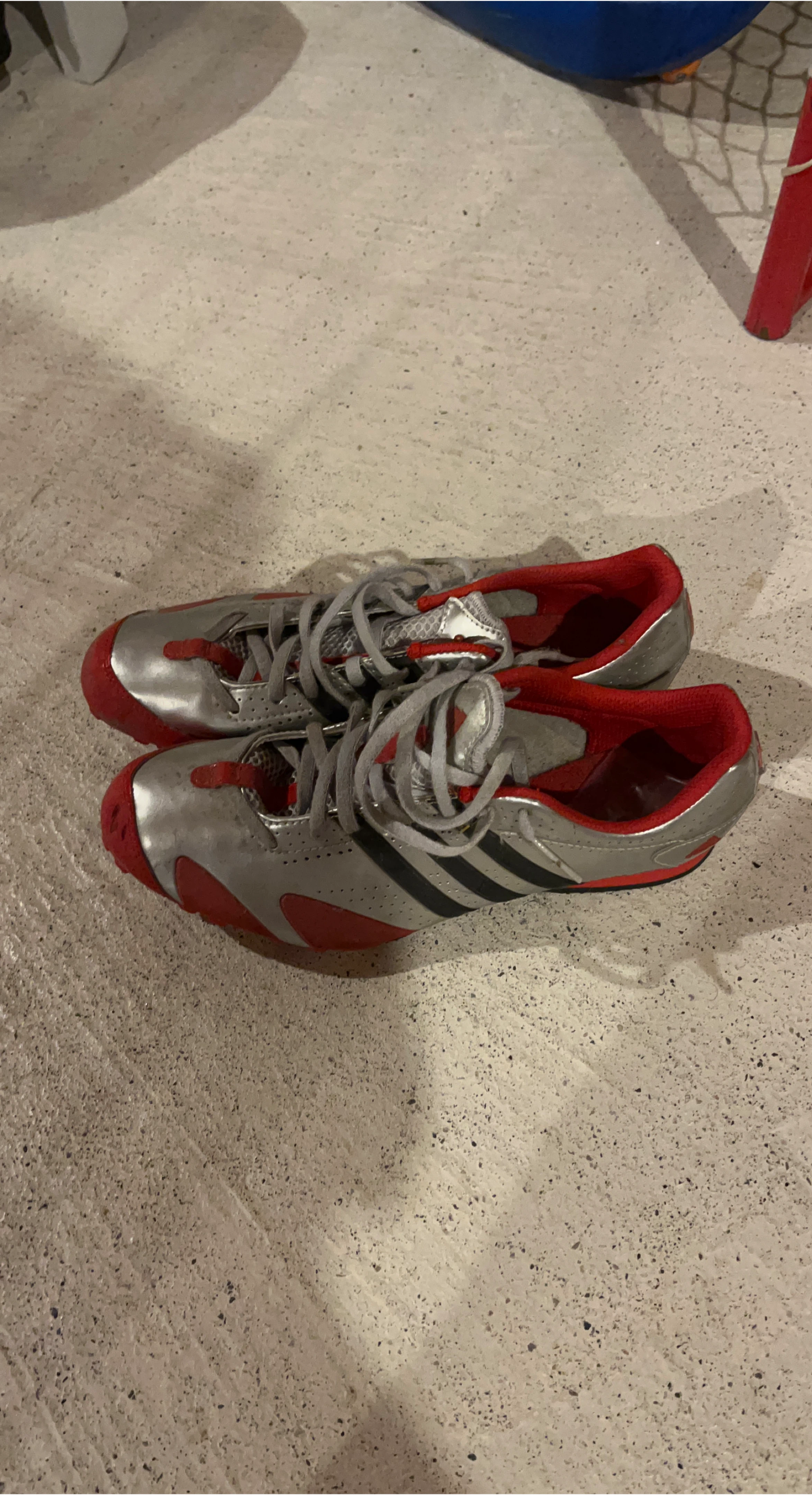 Adidas Silver & Red Running Shoes