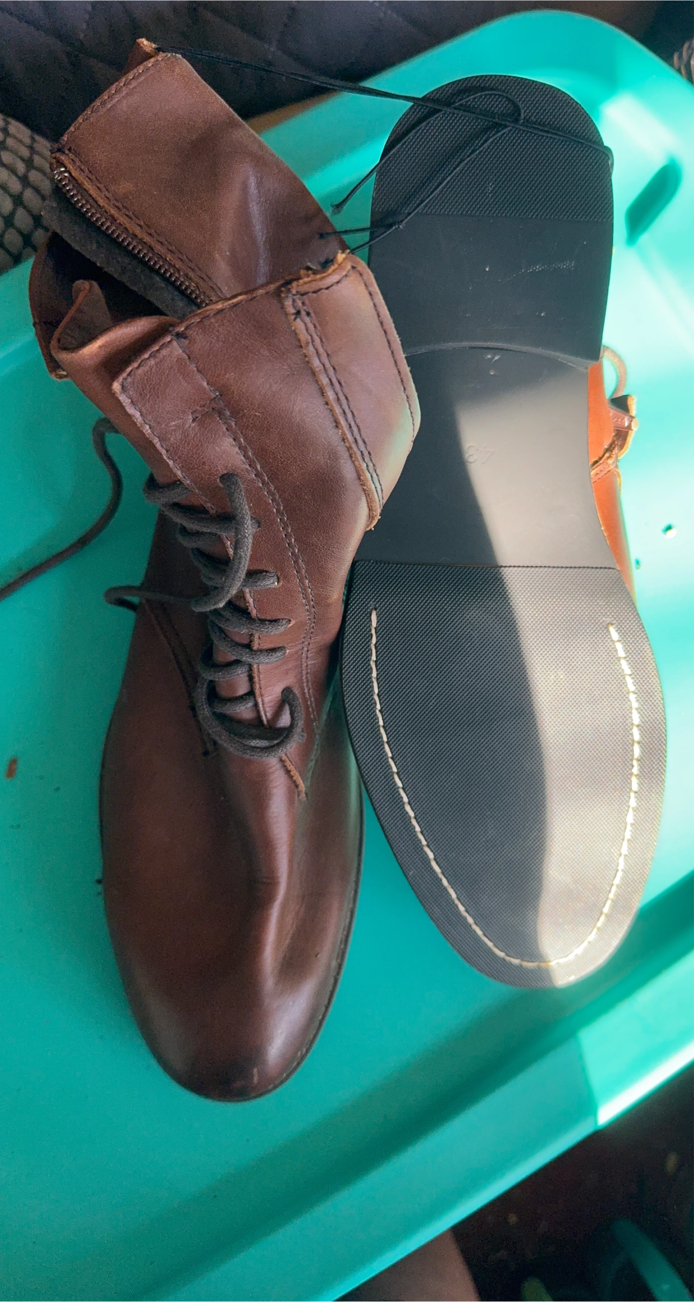 Brown Leather Lace-Up Ankle Boots