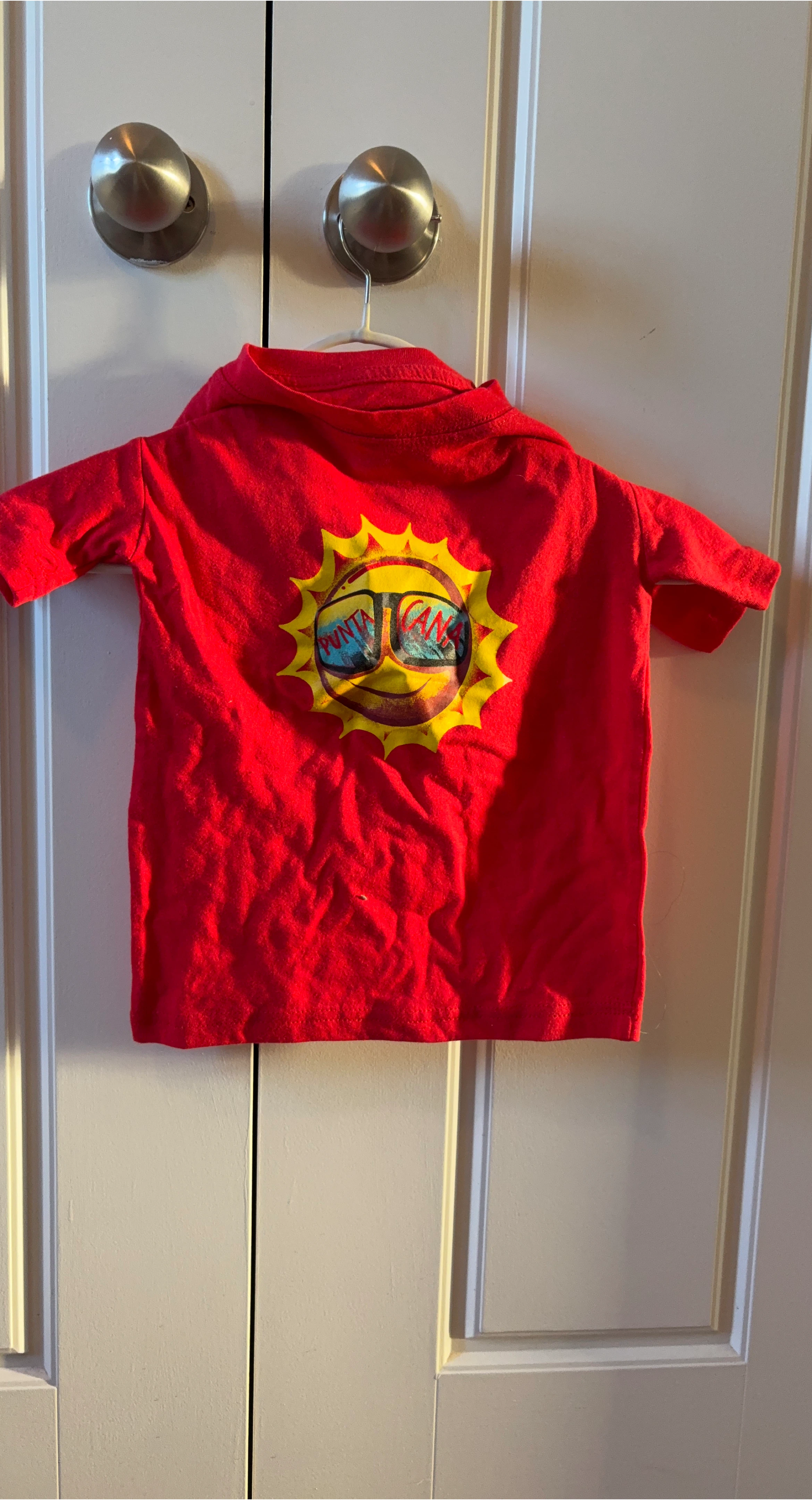 Kid's Red T-Shirt with "PUNTA CANA" Sun Graphic
