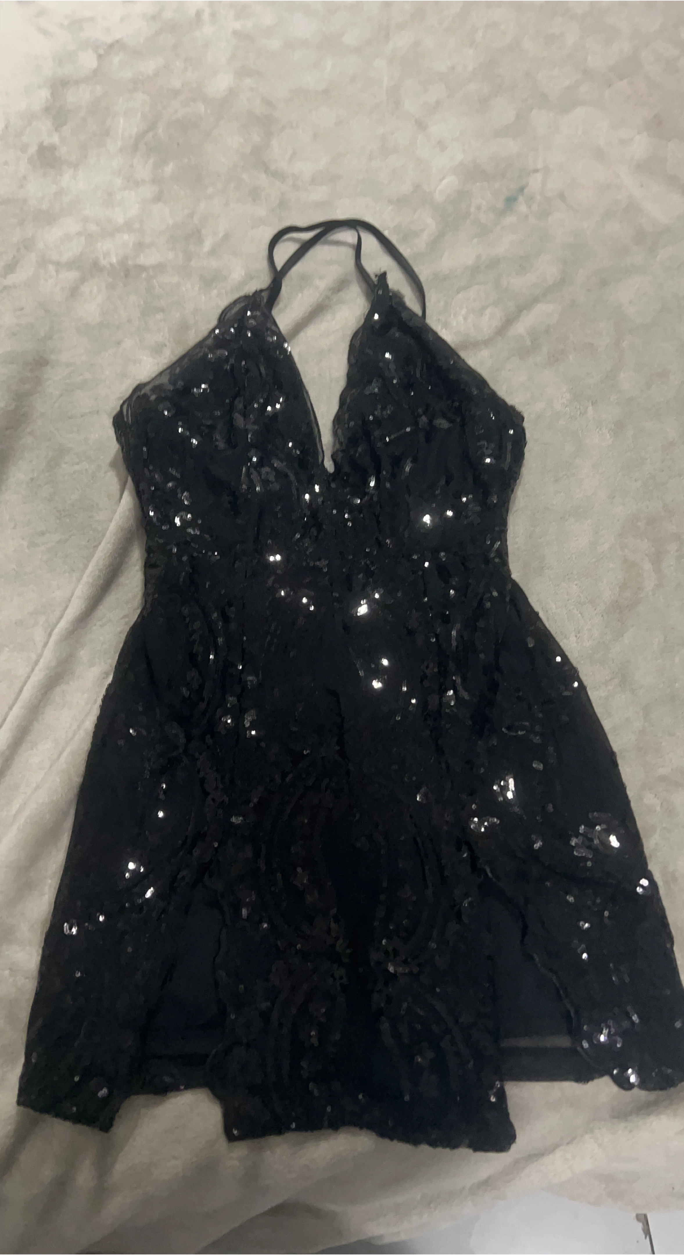 Sparkly Black Halter Dress