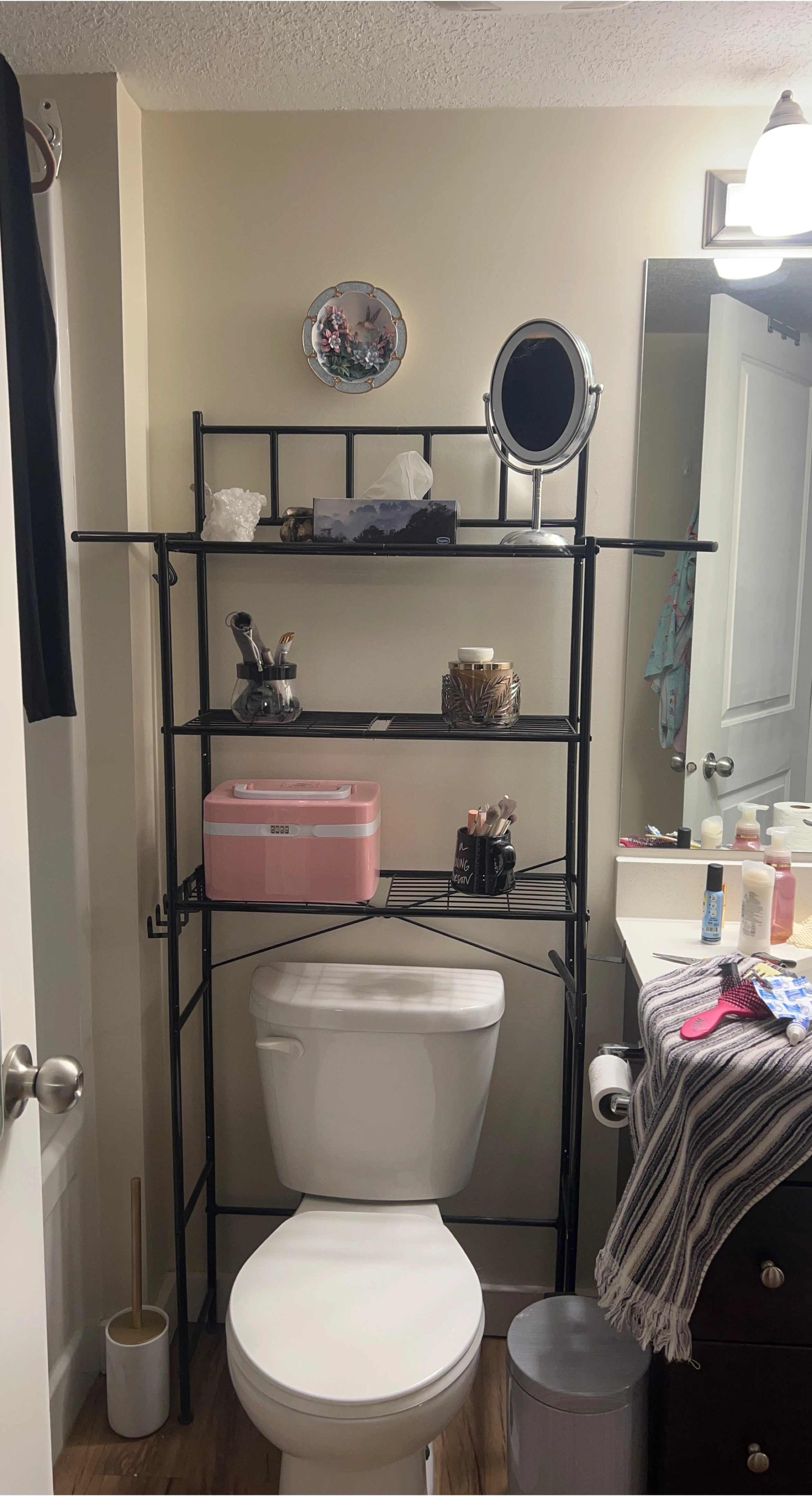 Black Metal Over-the-Toilet Shelf Unit
