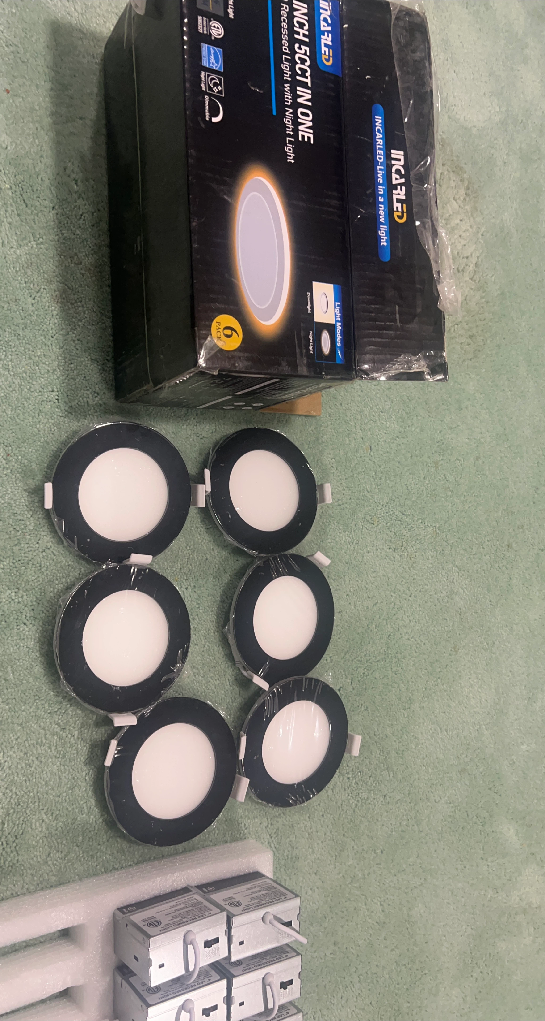INCARLED 4-inch 5CCT  LED Lights with Night Light (6 Pack)