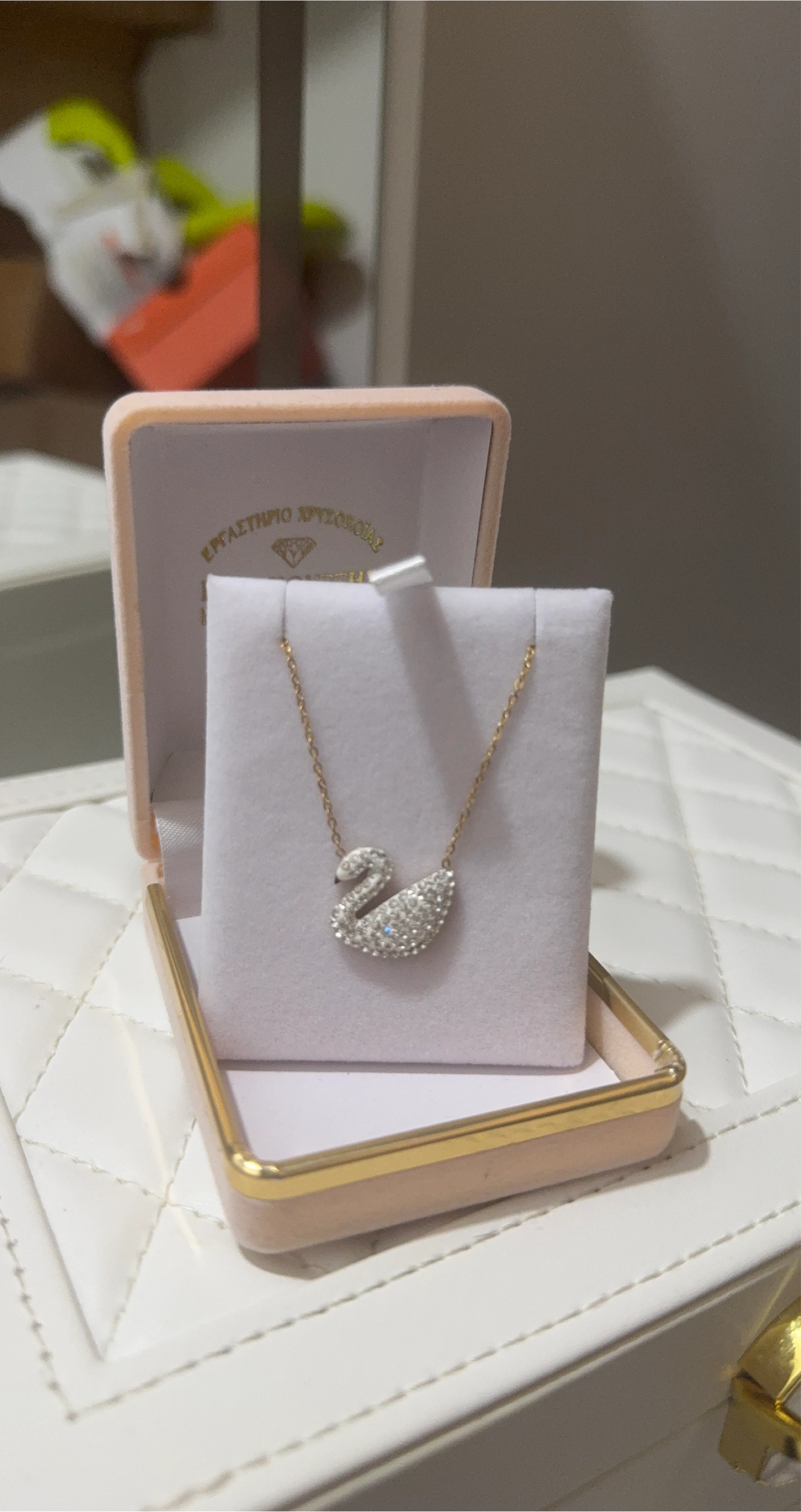 Sparkly Swan Necklace in Box