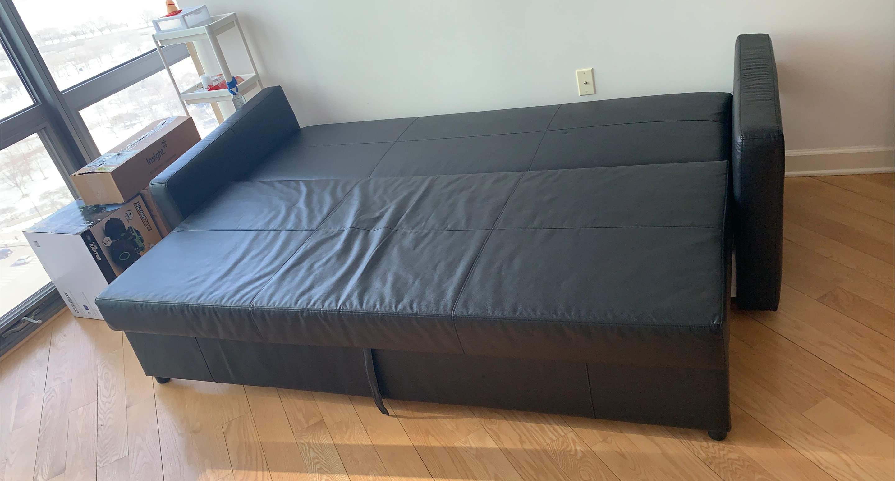 Black Faux Leather Sofa Bed