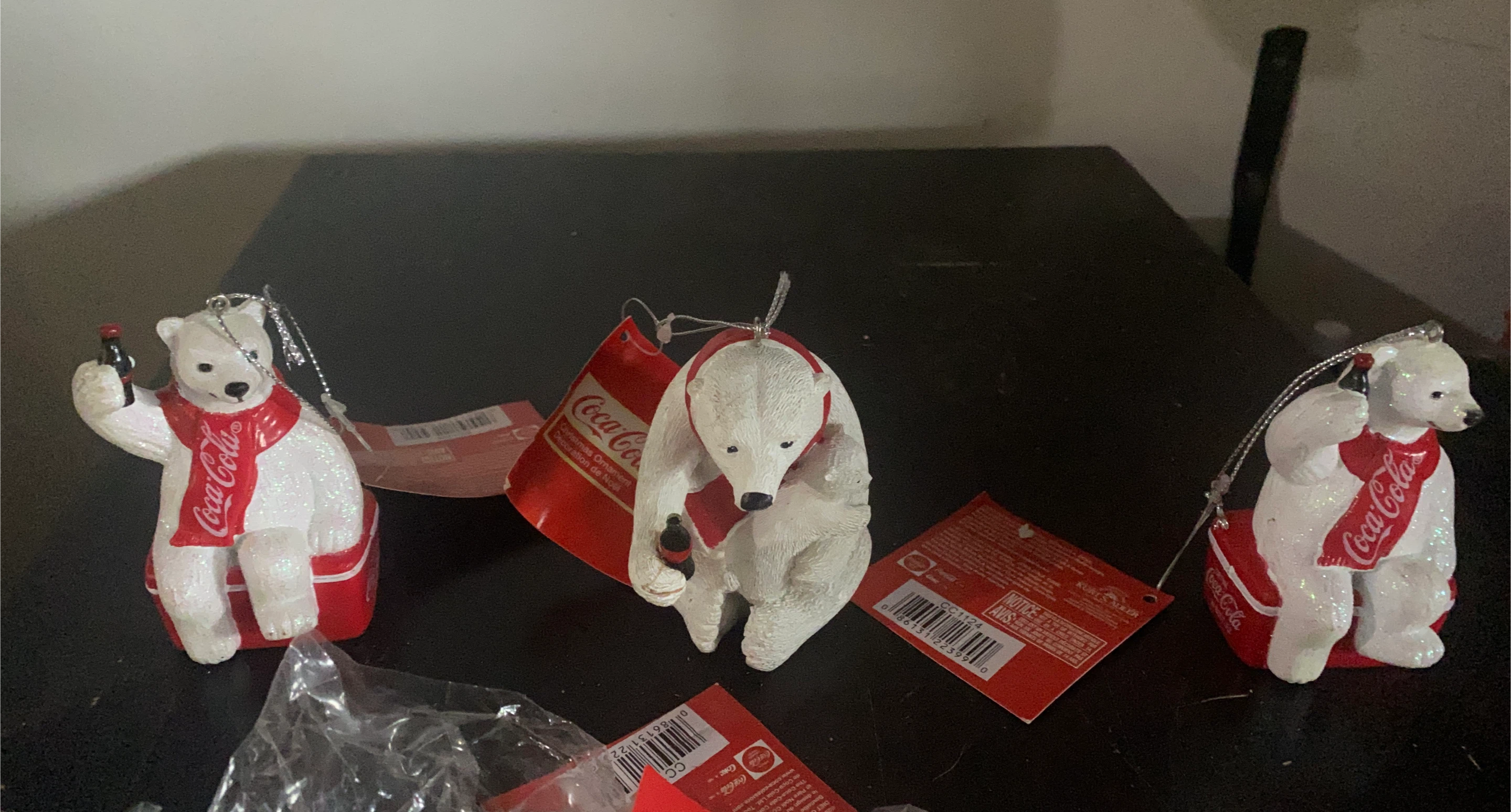 Coca-Cola Polar Bear Christmas Ornaments (Set of 3)