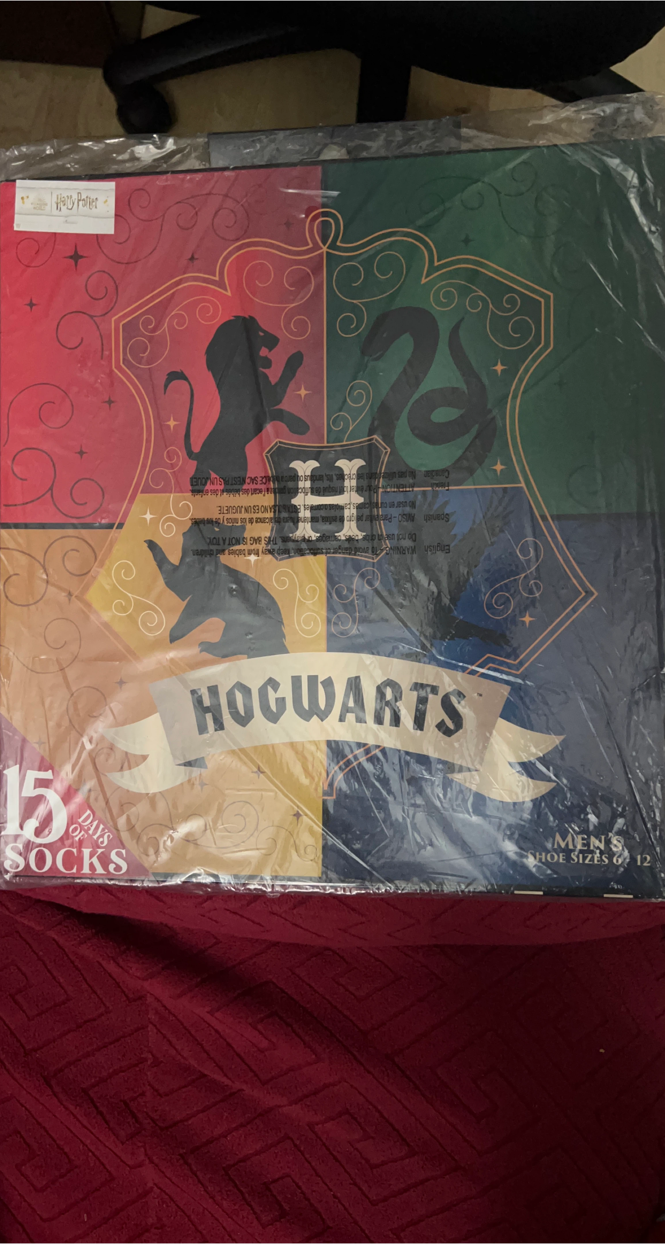 Harry Potter Hogwarts 15 Days of Socks - Men's Shoe Sizes 6-12