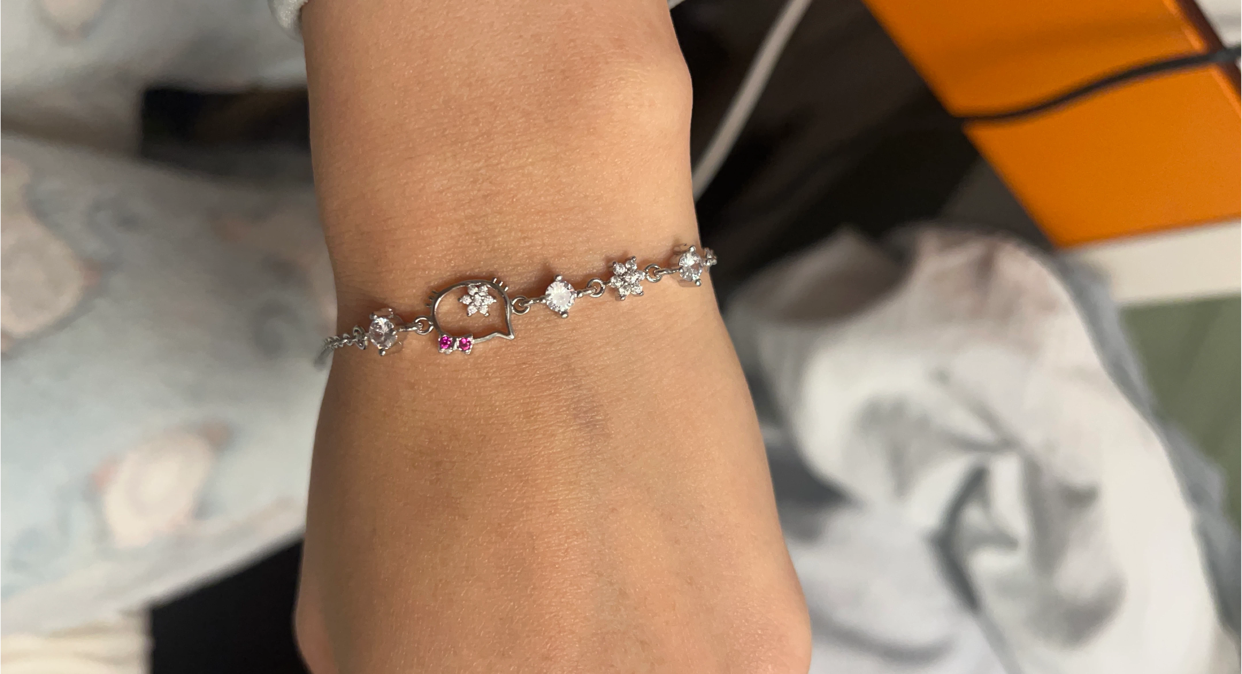 Hello Kitty Charm Bracelet with Rhinestones