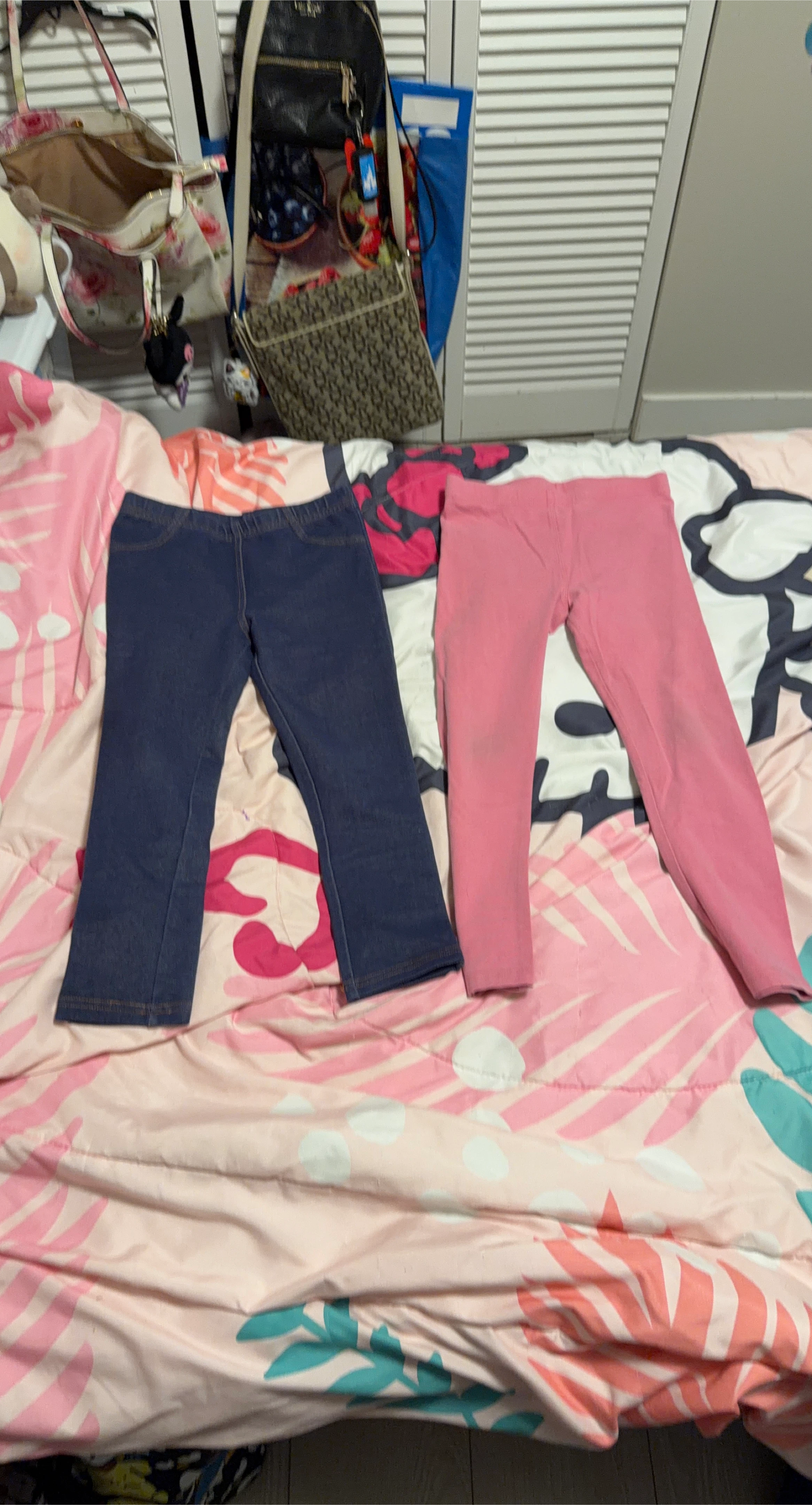 Pekkle Blue and Pink leggings Size 6