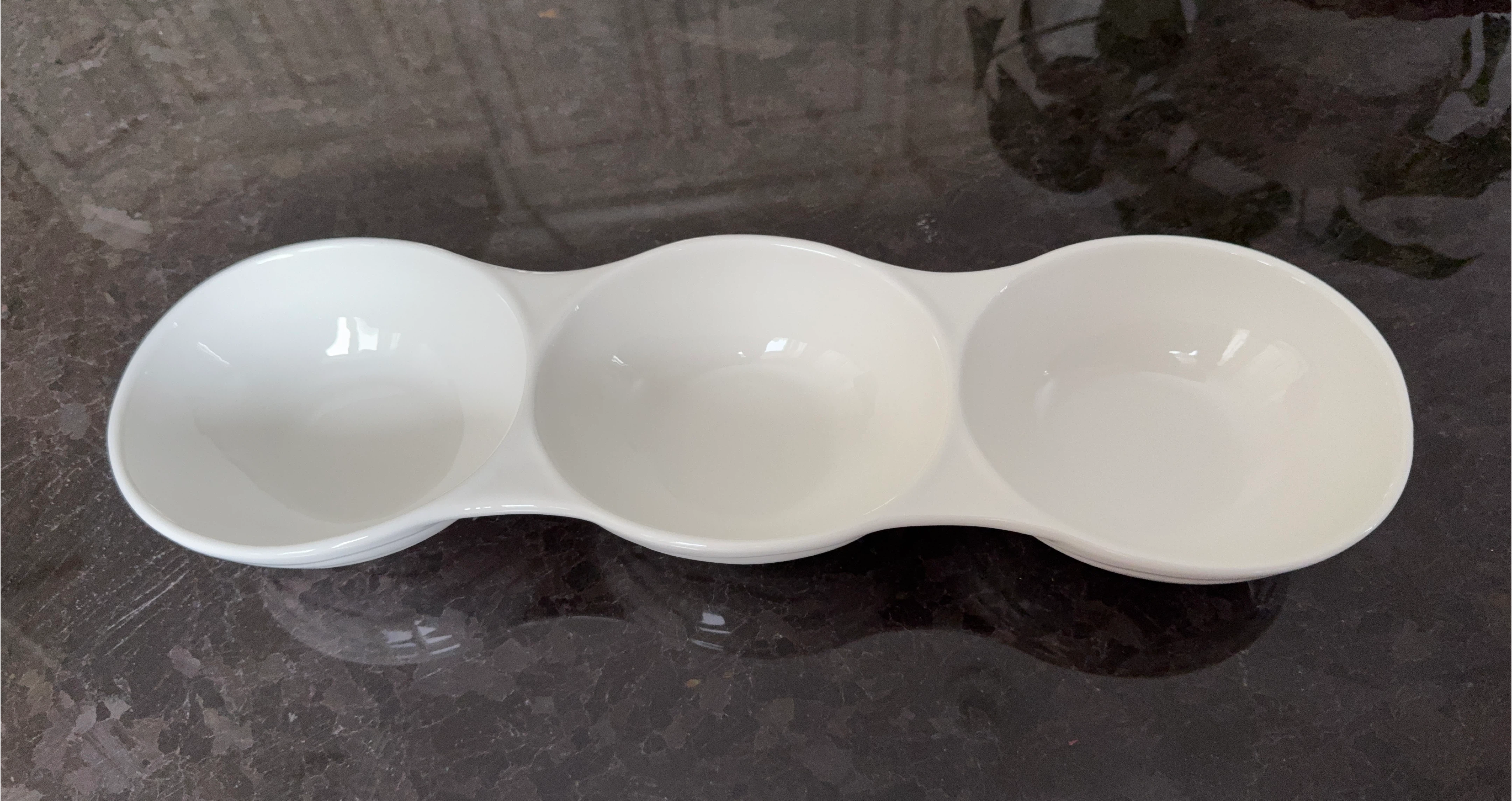 White Ceramic 3-Section Serving Dish