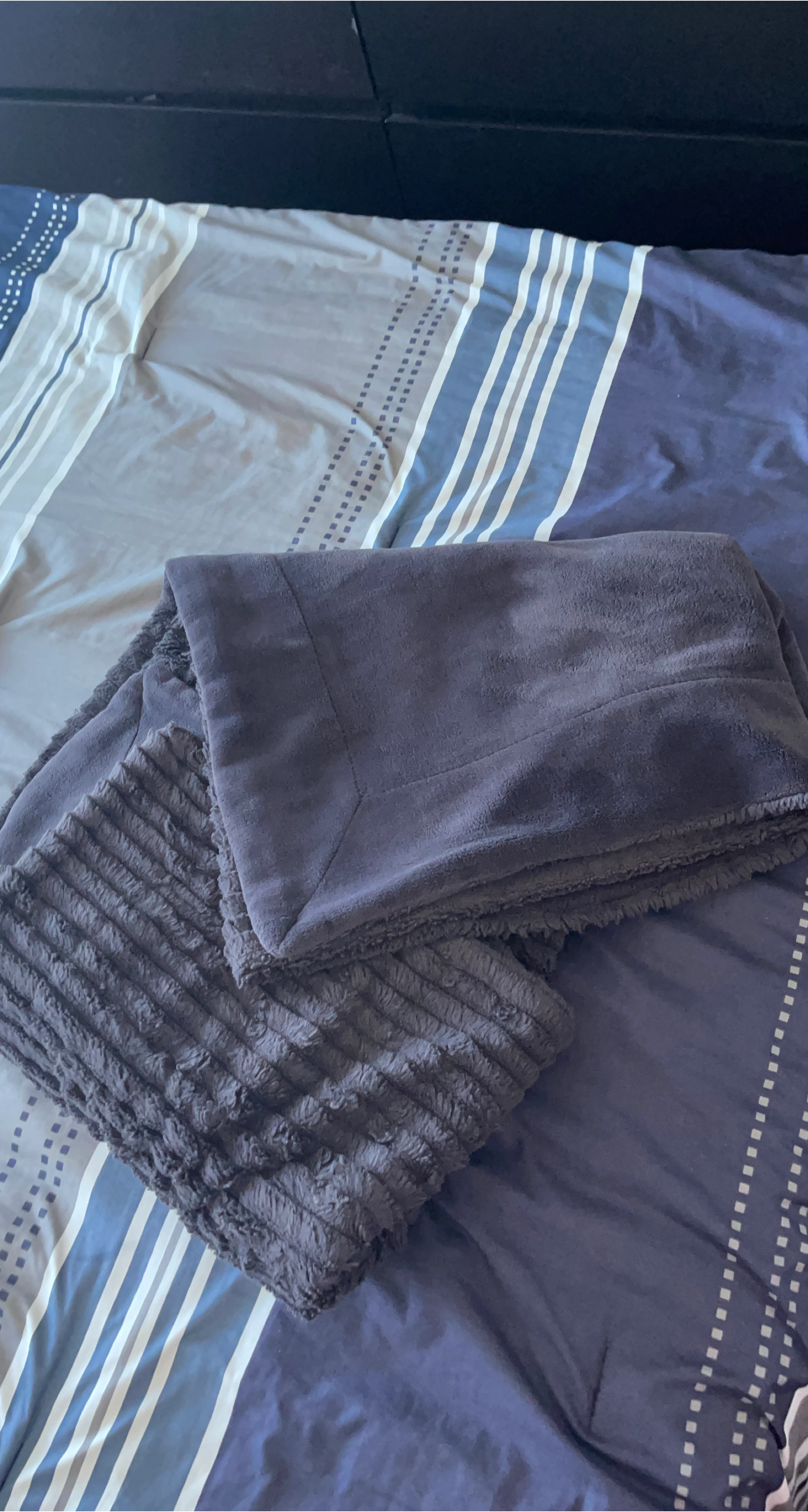 Dark Grey Plush Throw Blanket