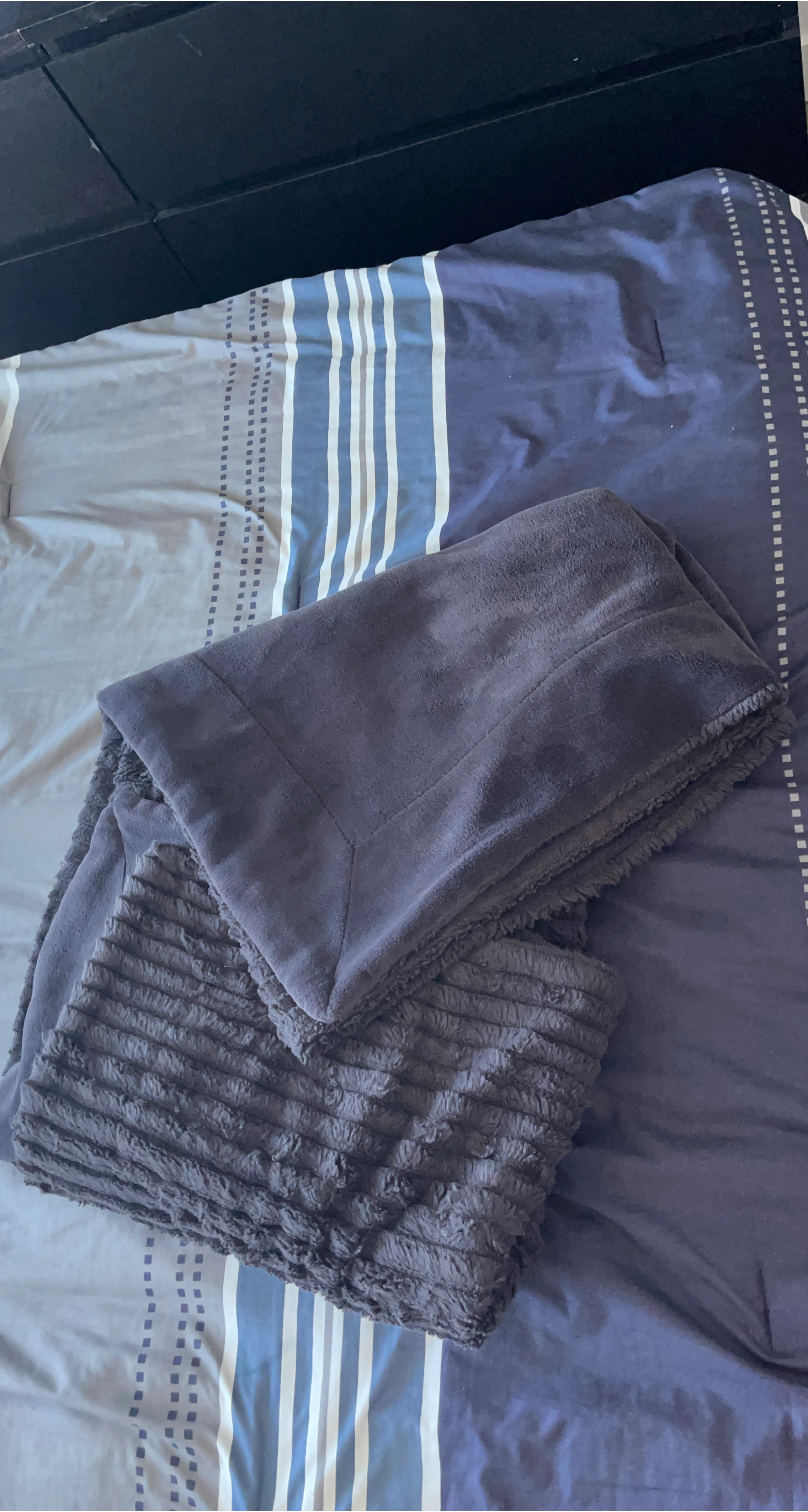 Dark Grey Plush Throw Blanket