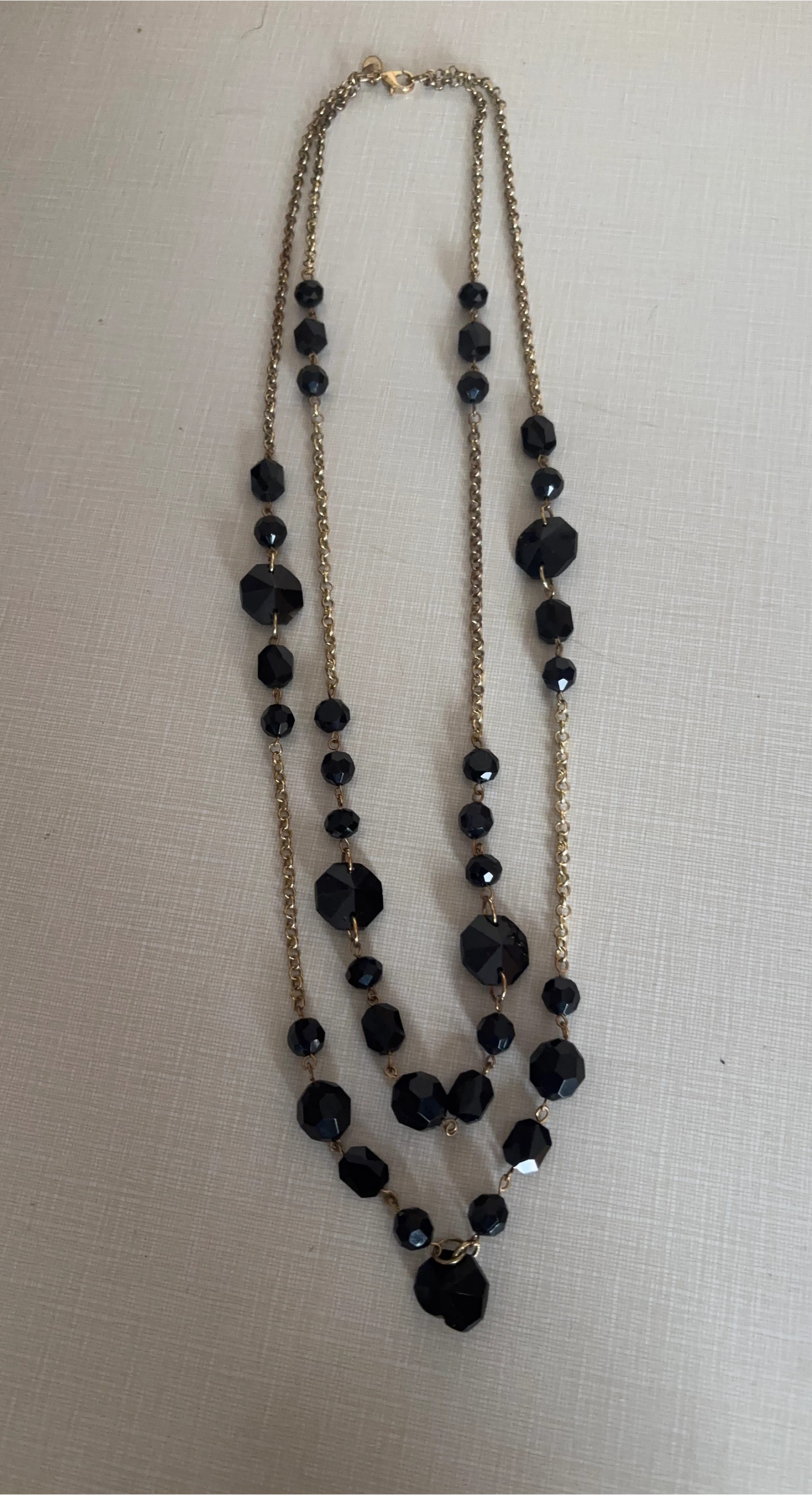 Gold-tone Black Beaded Necklace