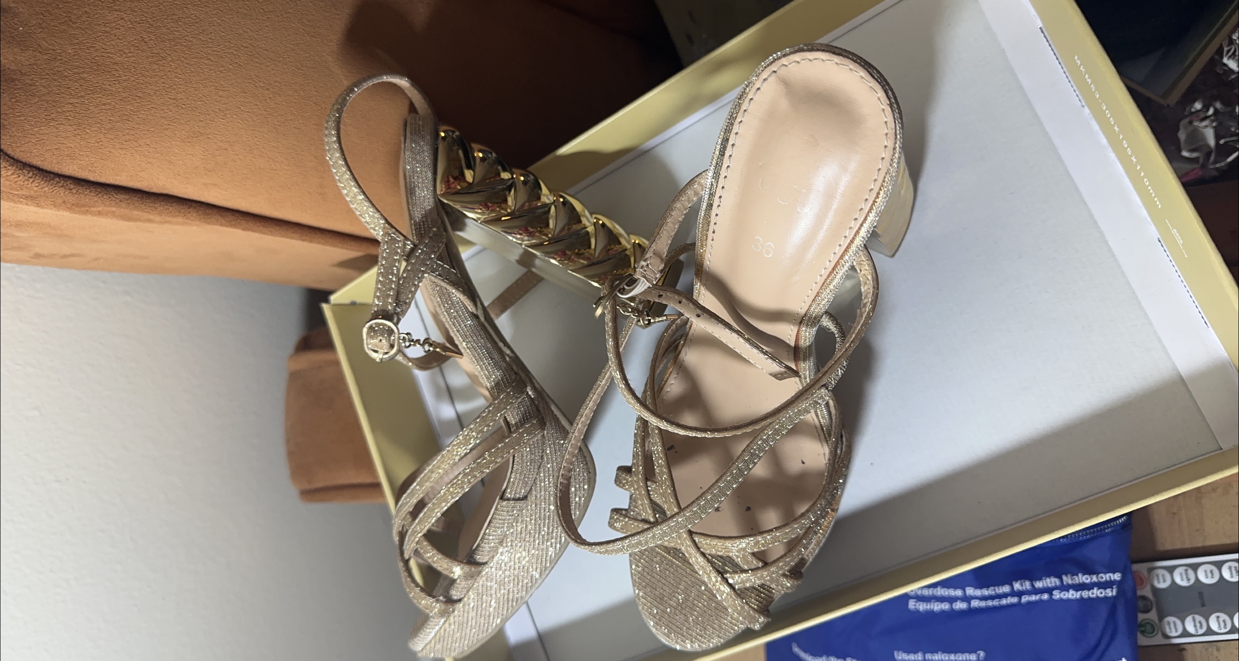 Glitter Strappy Heels - Size 36