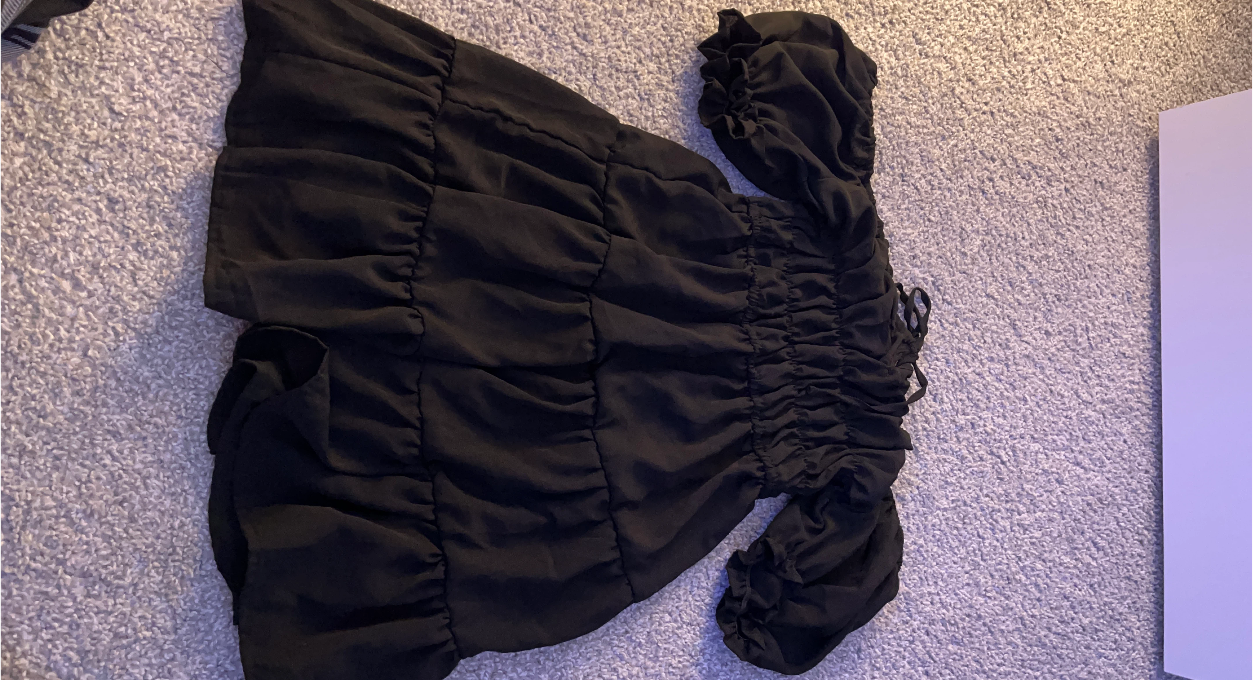Black Ruched Puff Sleeve dress