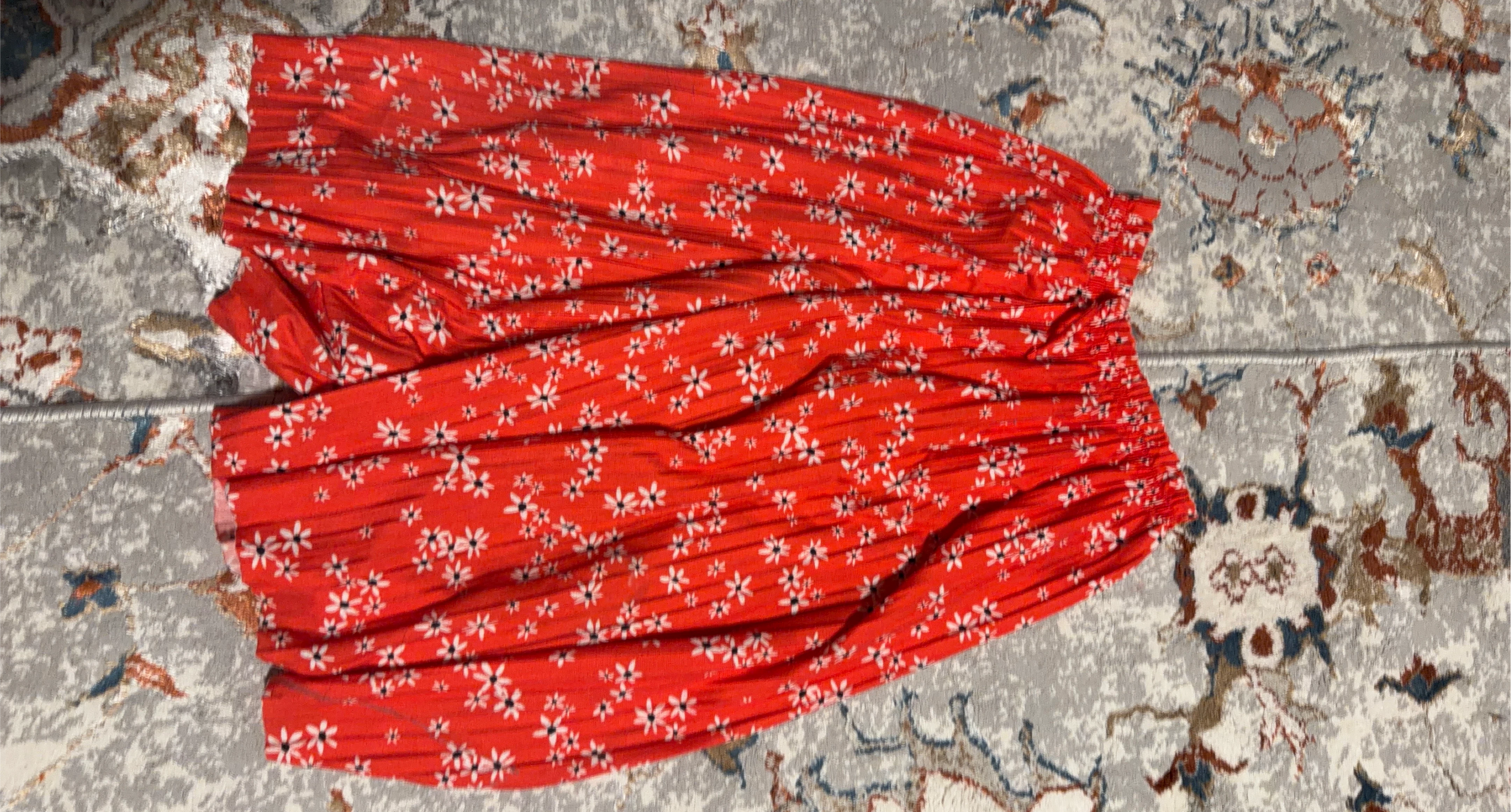 Red Floral Print Skirt