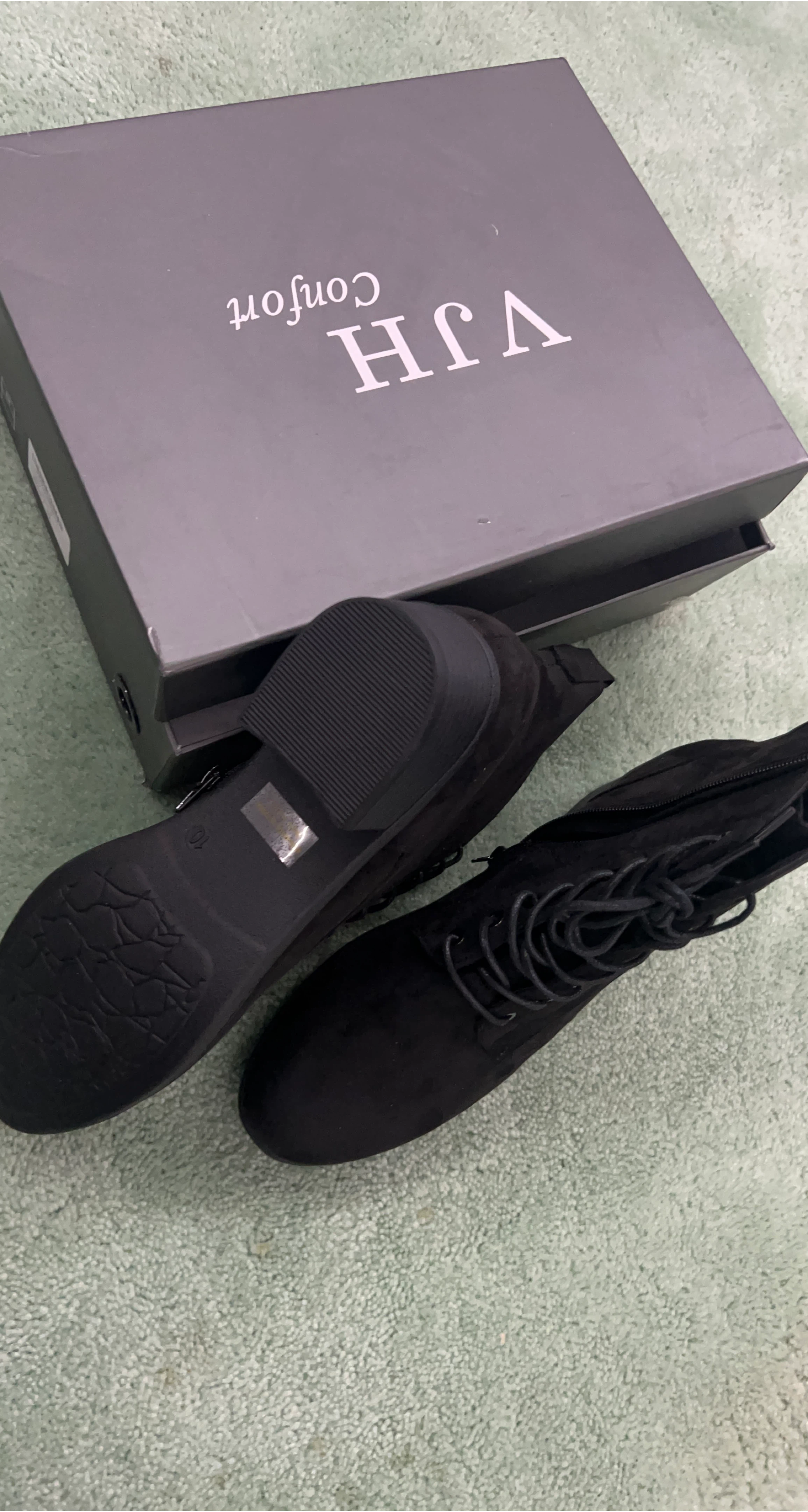 VJH Comfort Black Lace-Up Ankle Boots size 10